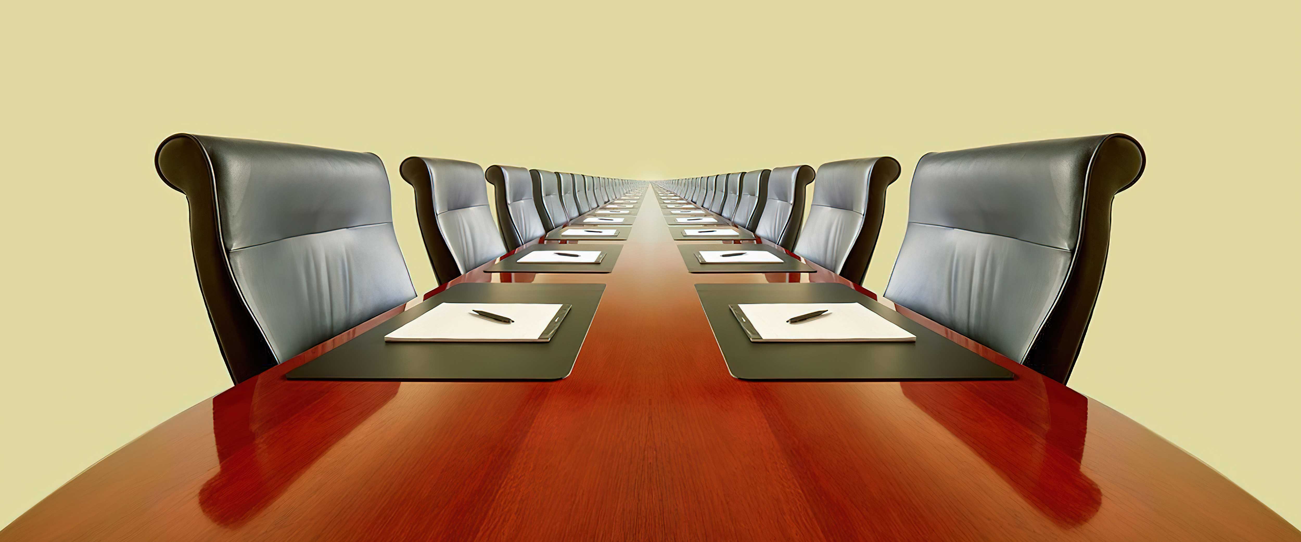 Boardroom table with leather chairs
