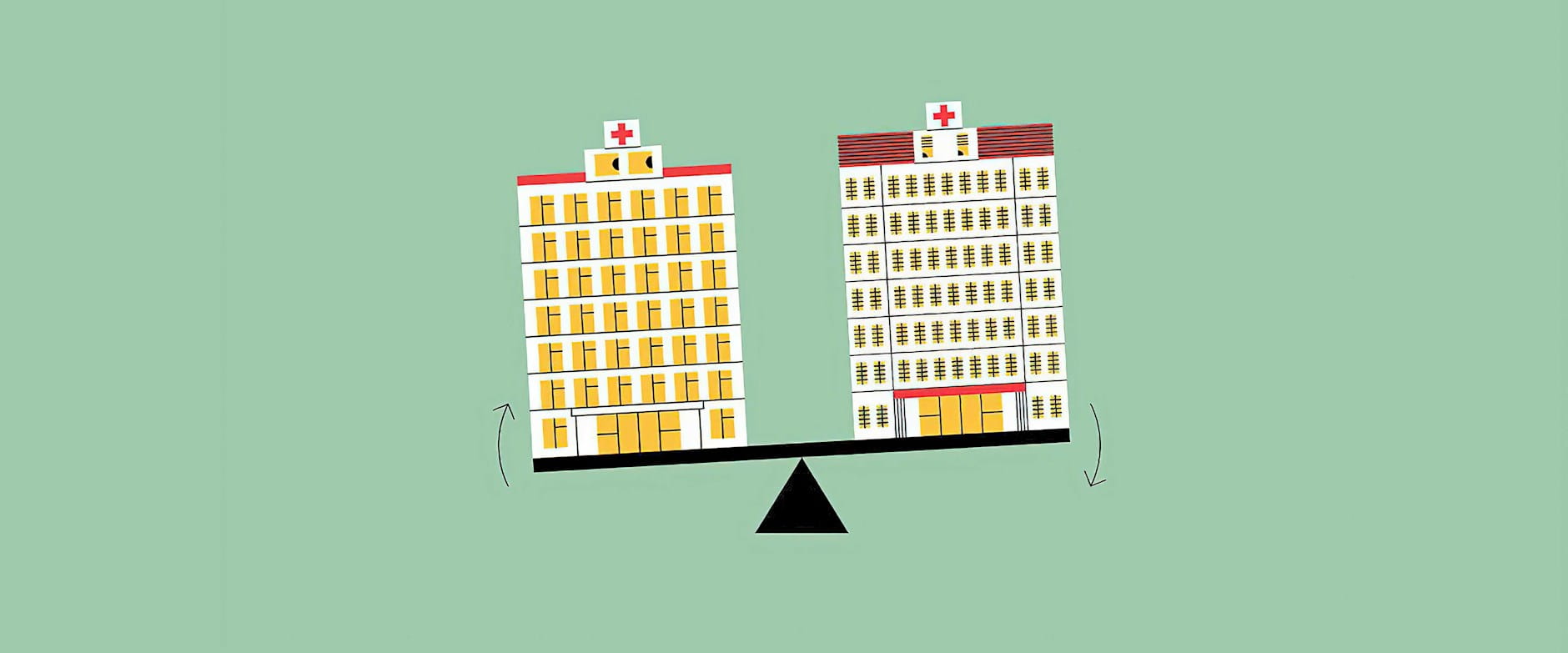 Hospital buildings on a scale