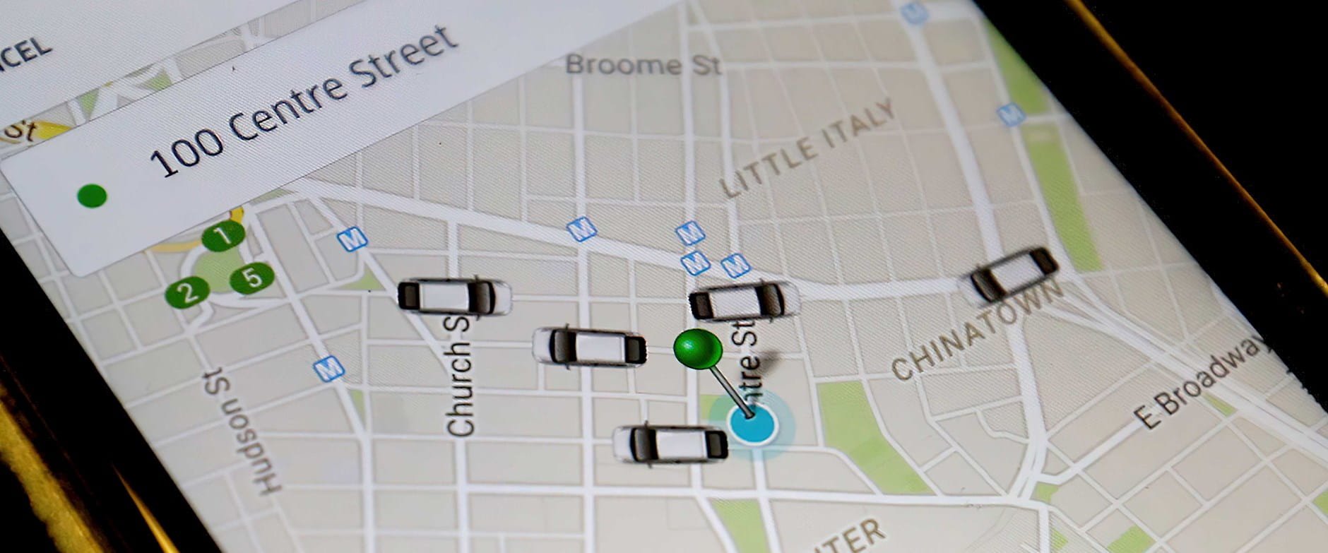 Mobile map of available Uber drivers