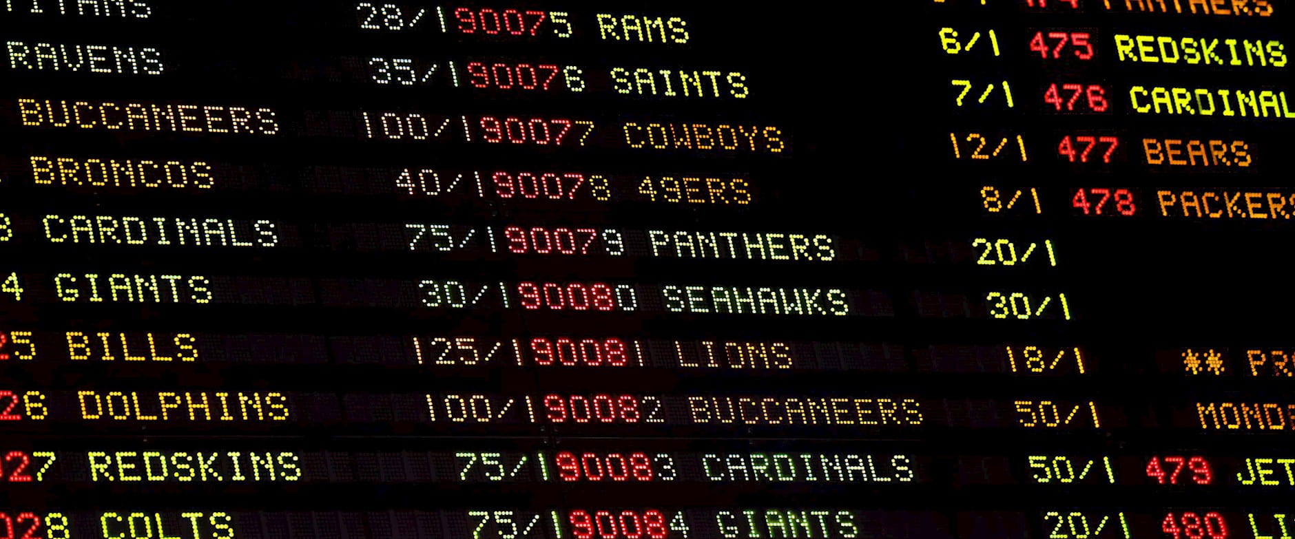 Sportsbook screen with teams listed