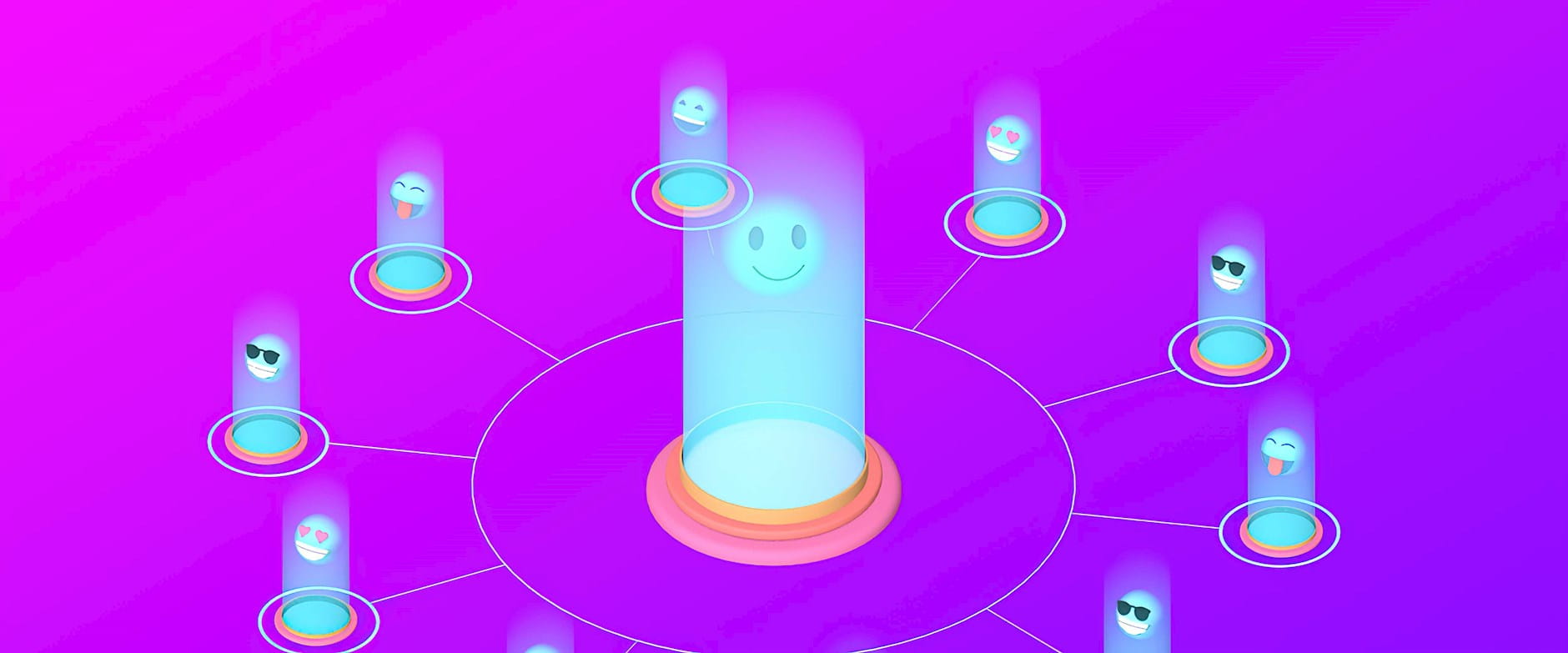 Emojis over lit circles