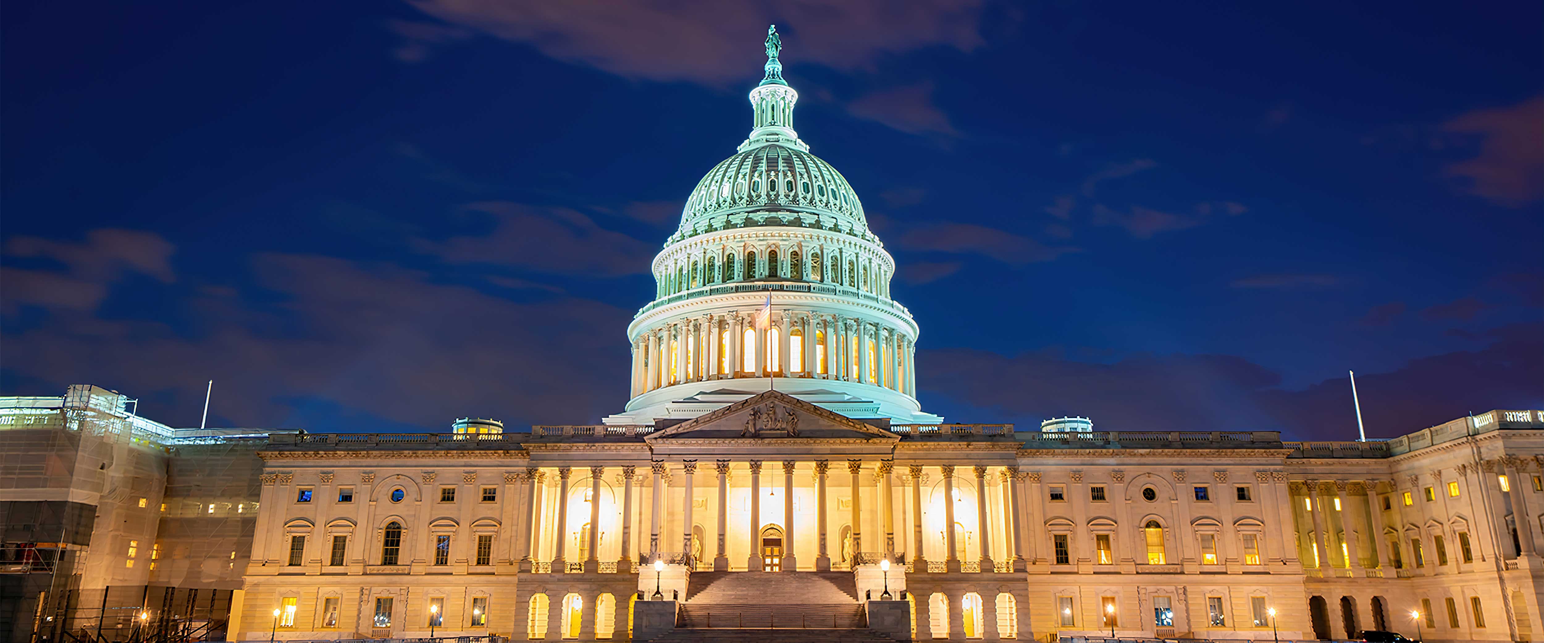 US capitol lit for the evening