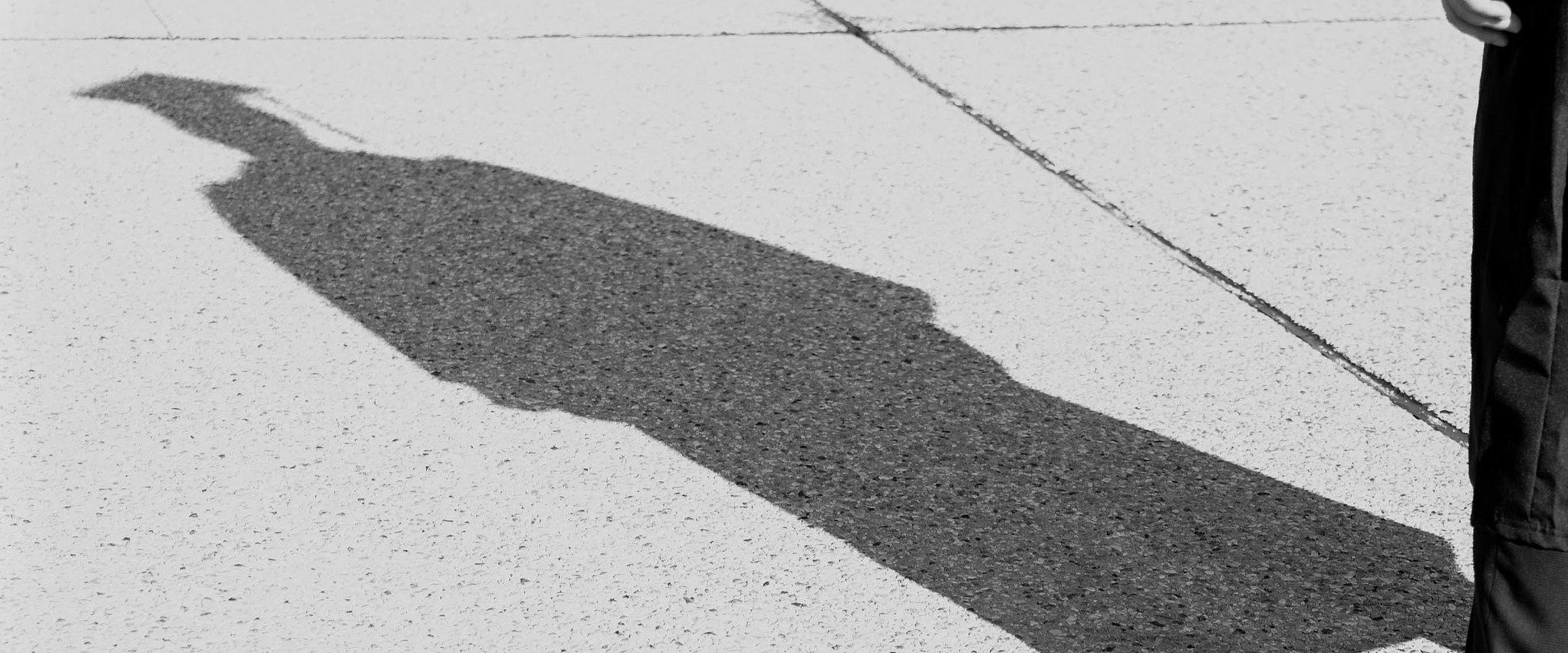 College graduate in cap looking at their shadow