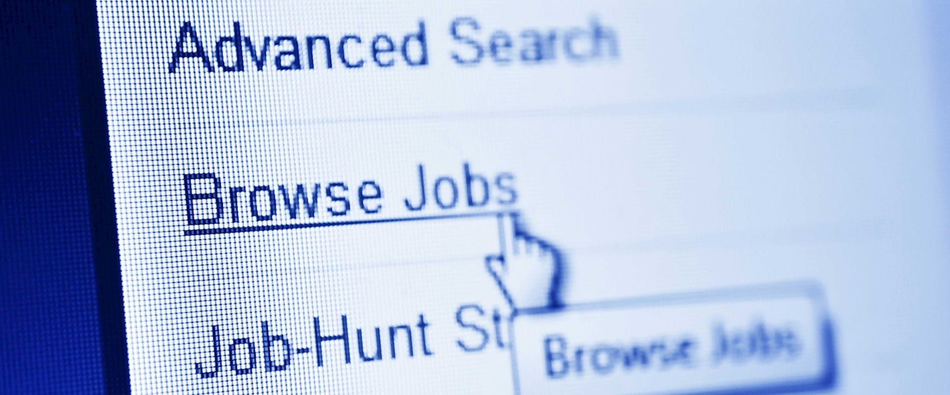 Browse jobs link selected on a web page