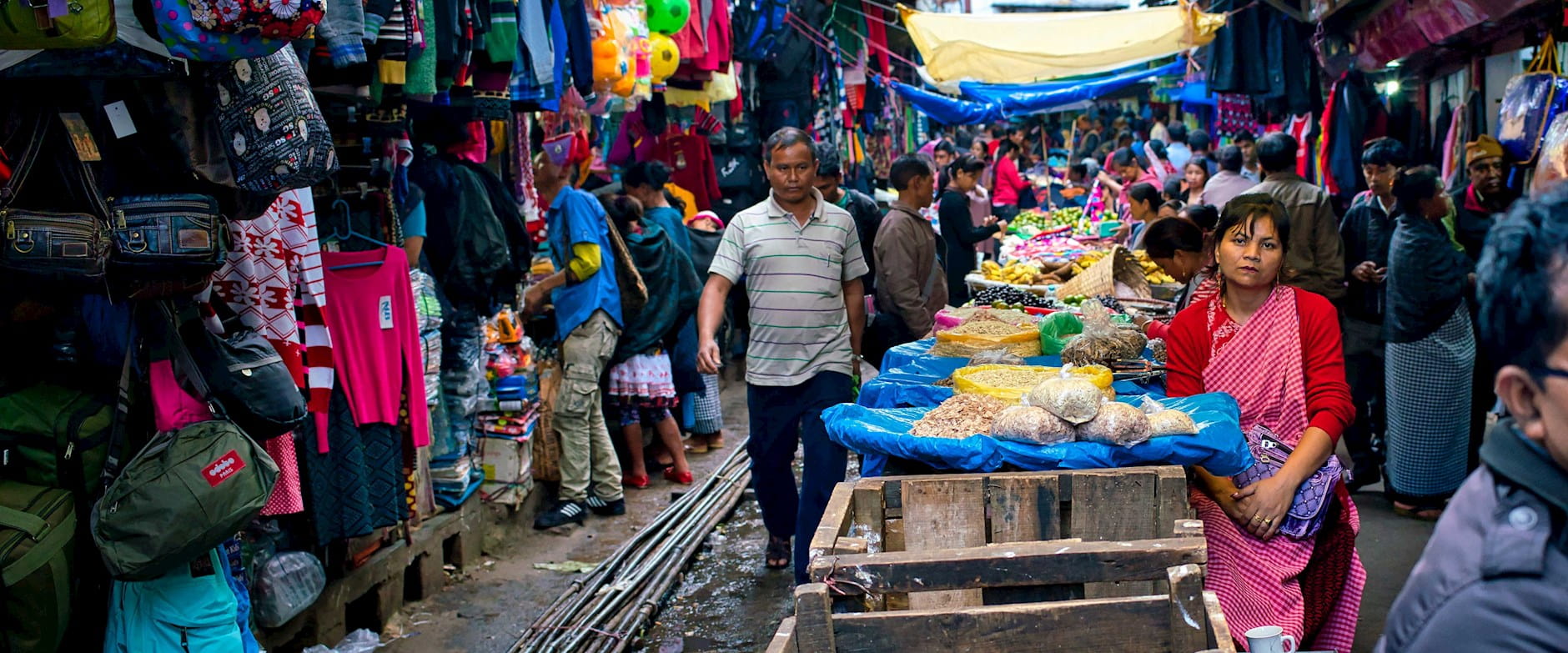 Shops at the Iewduh Bara Bazar in Shillong, India