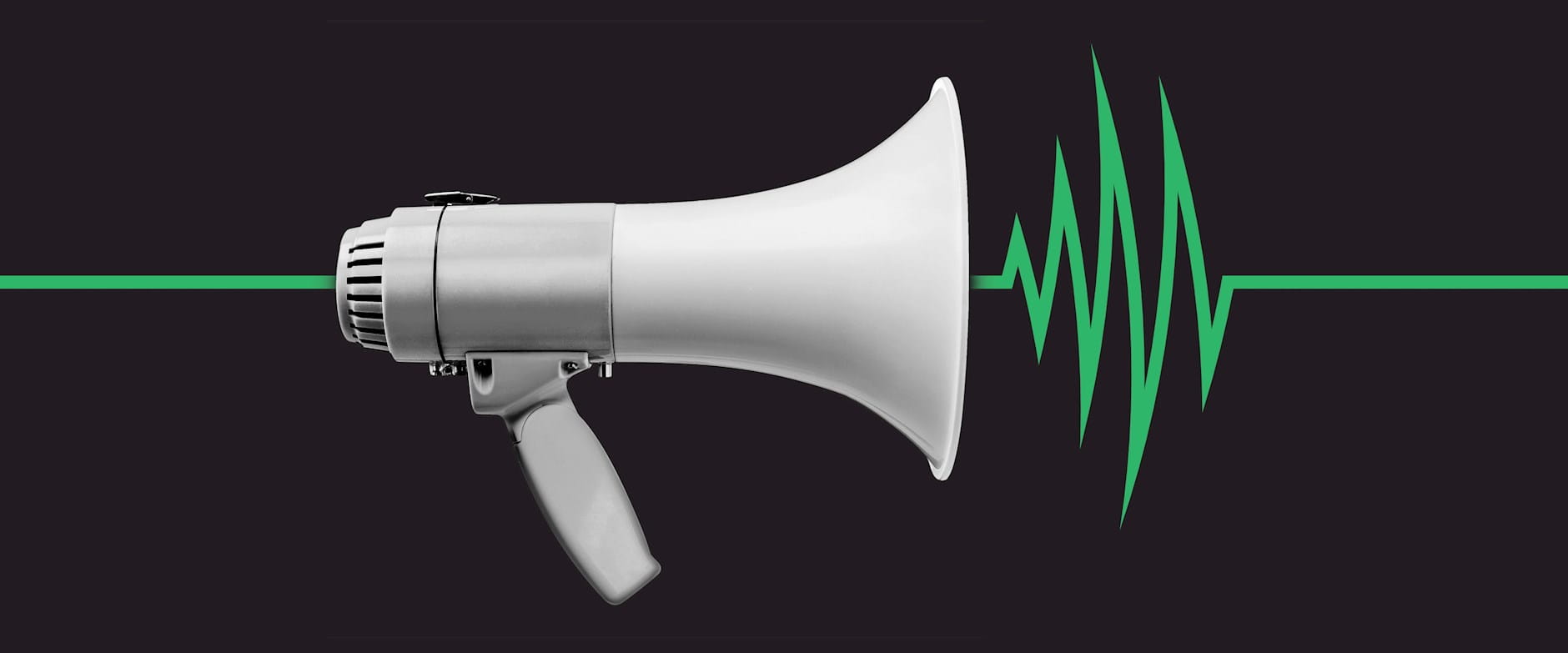 Green line showing amplification from a megaphone