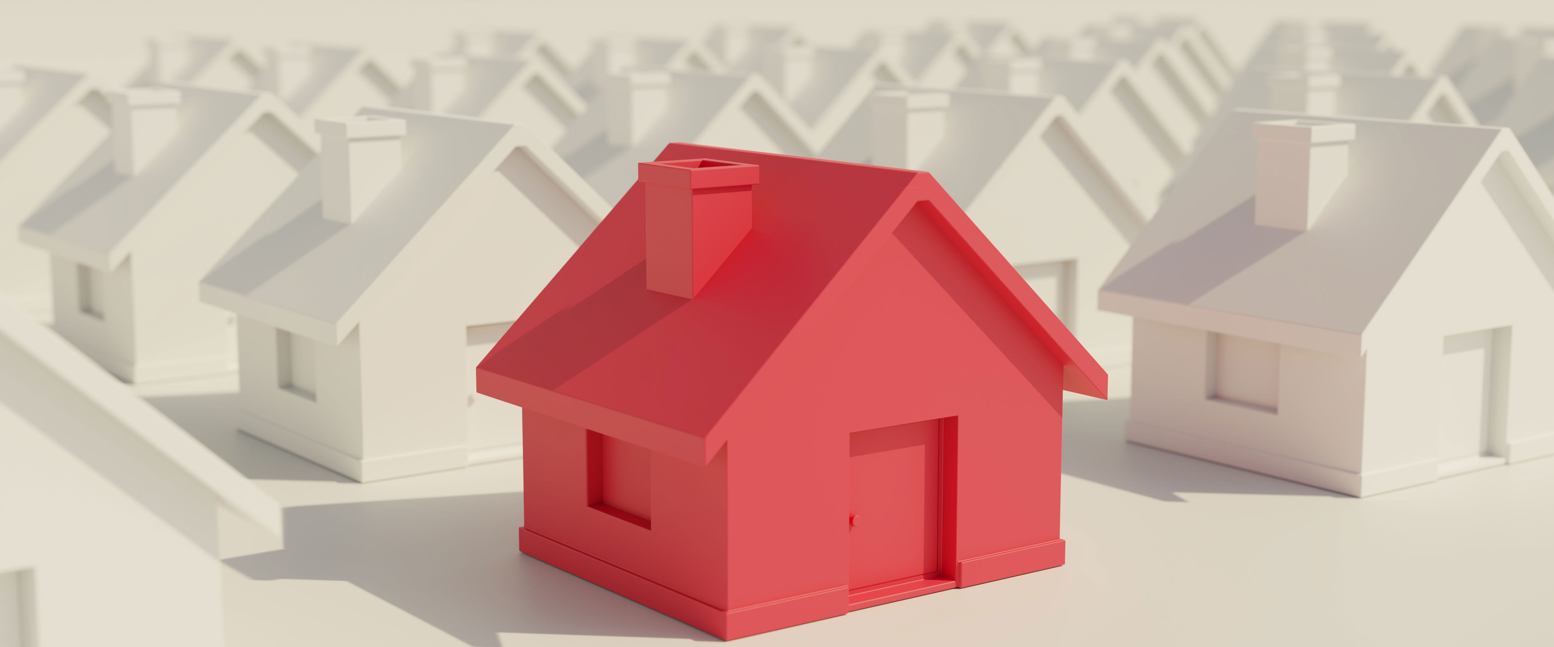 Rows of 3-D model houses