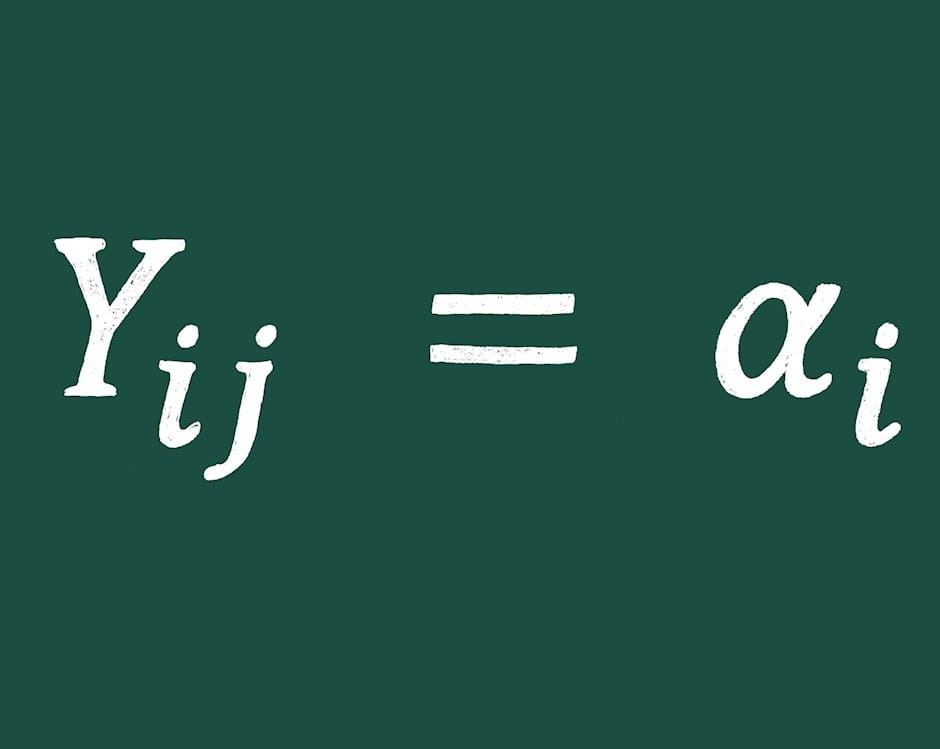 Academic equation written in chalkboard style