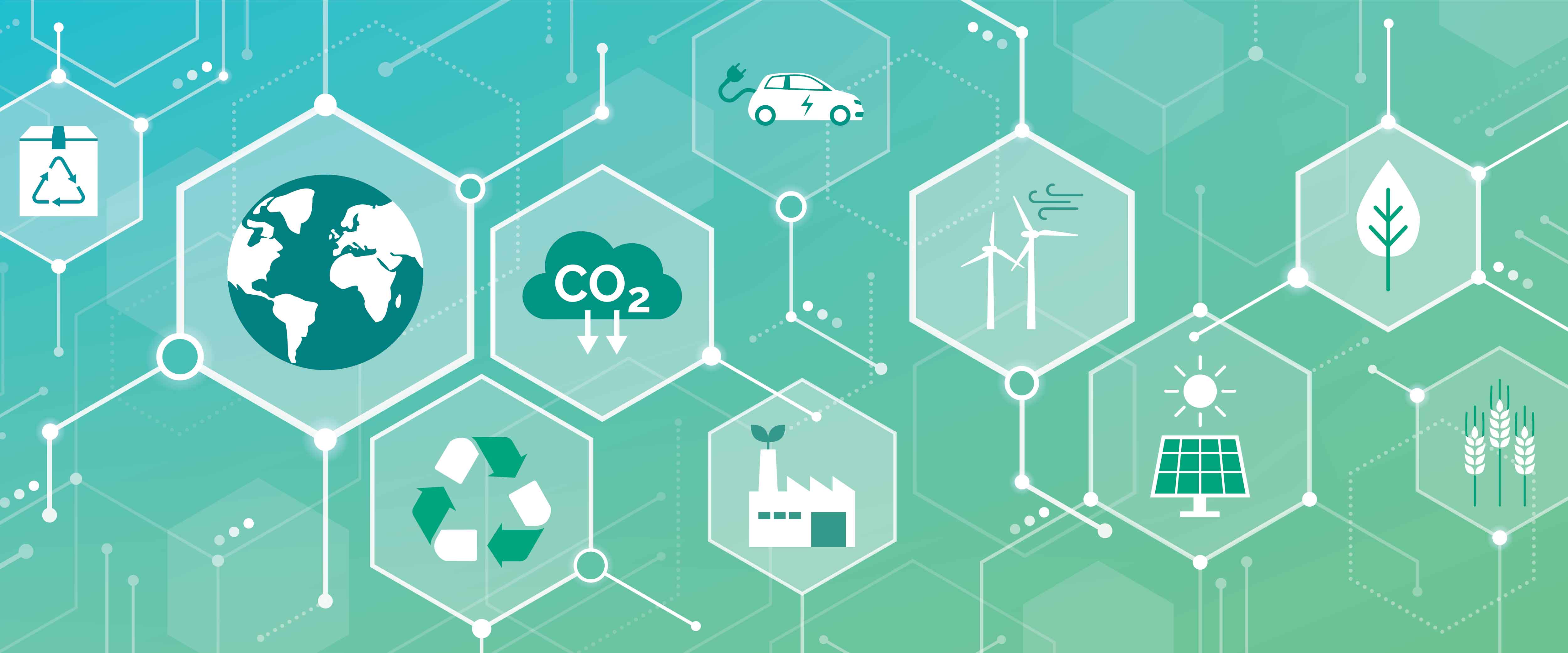 Icons representing different climate-friendly concepts