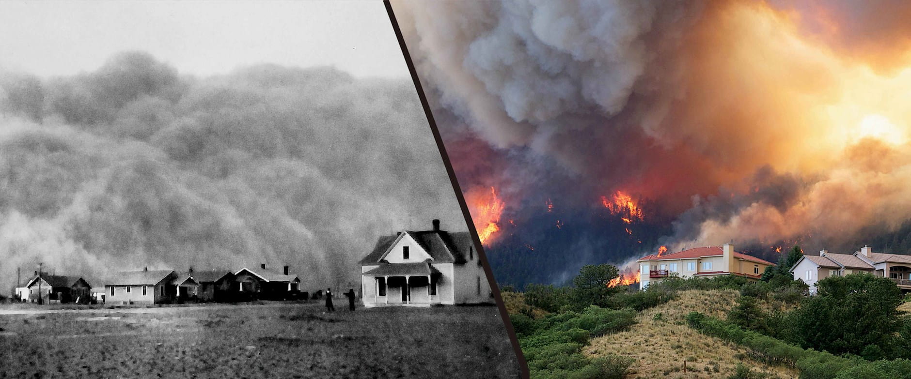 Dust Bowl farm and modern homes threatened by fire
