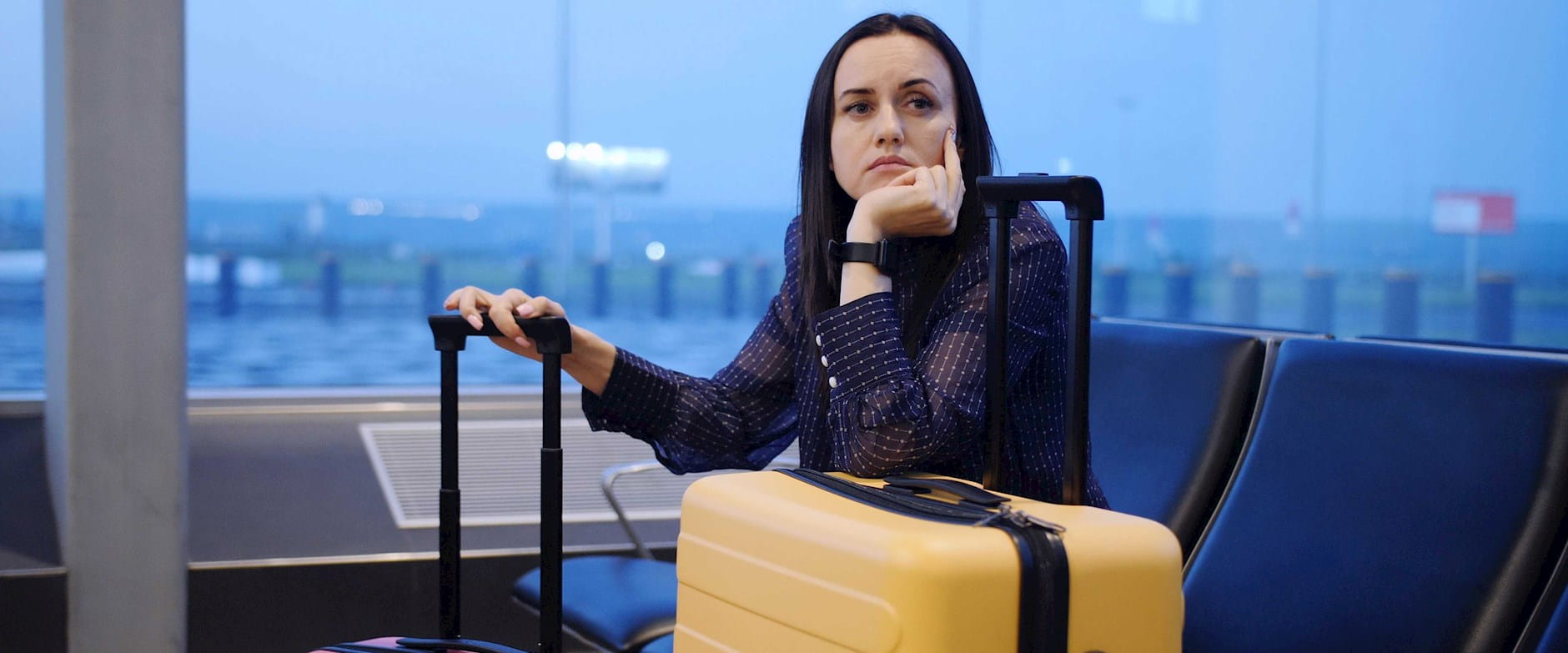 Woman waiting for flight