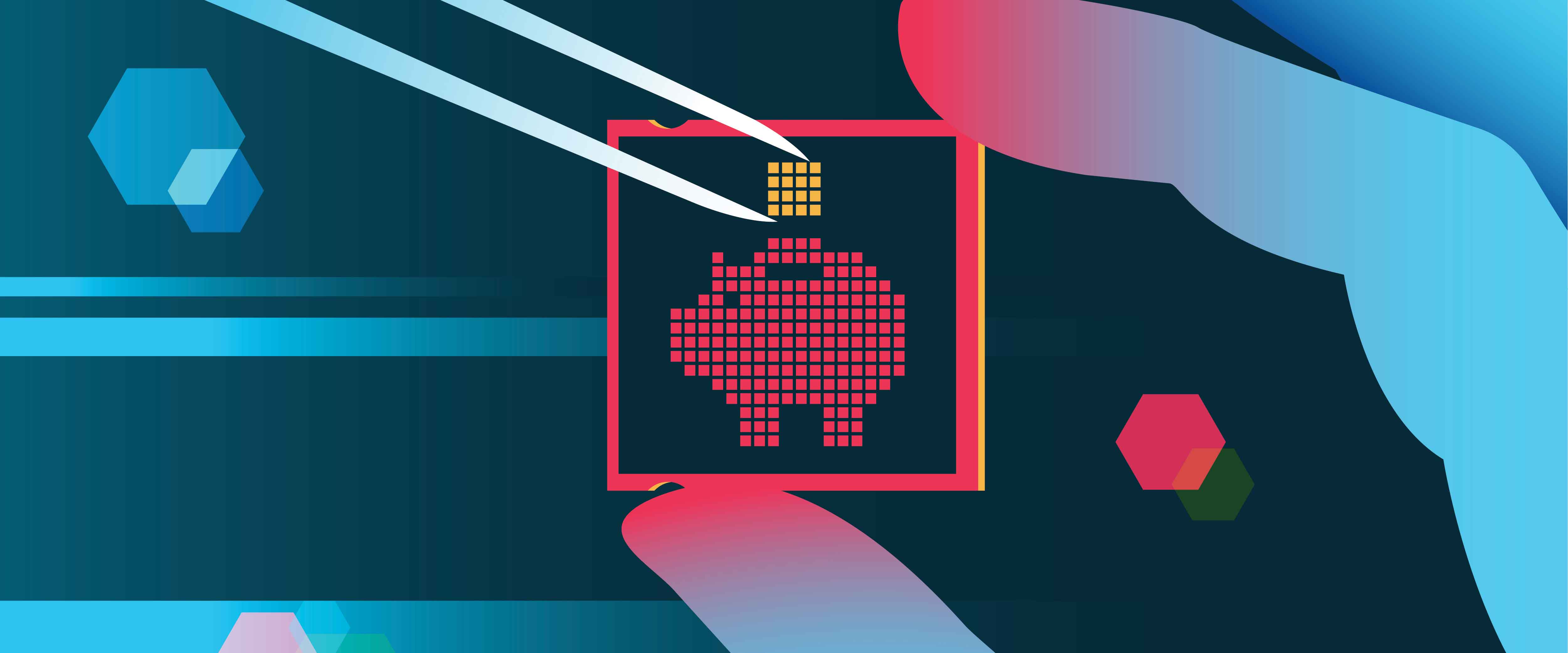 Microchip with image of piggy bank