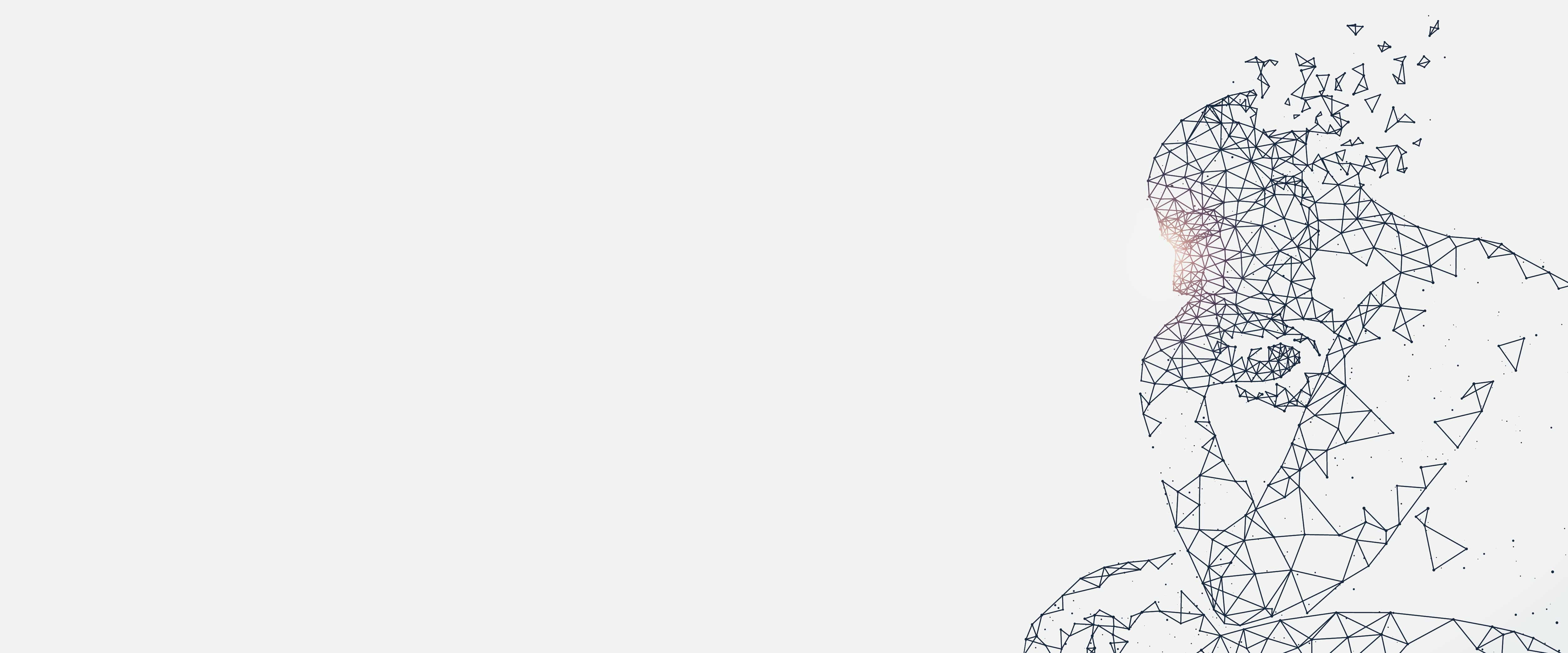 Lines connecting nodes to make the shape of the statue "The Thinker"