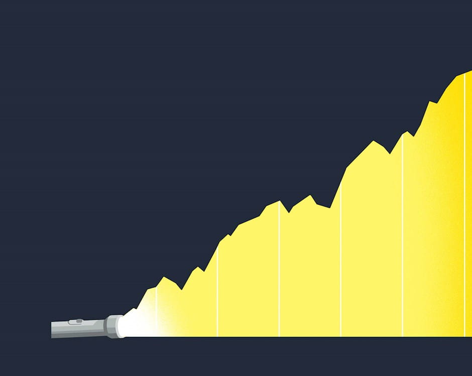 Flashlight illuminating a growth chart
