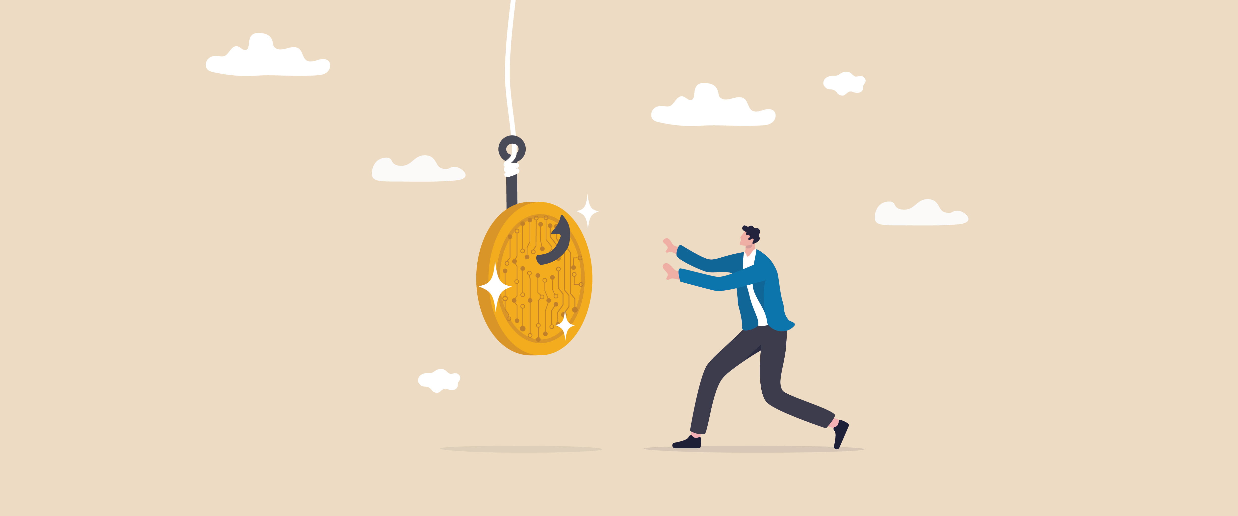 Man chasing a crypto coin