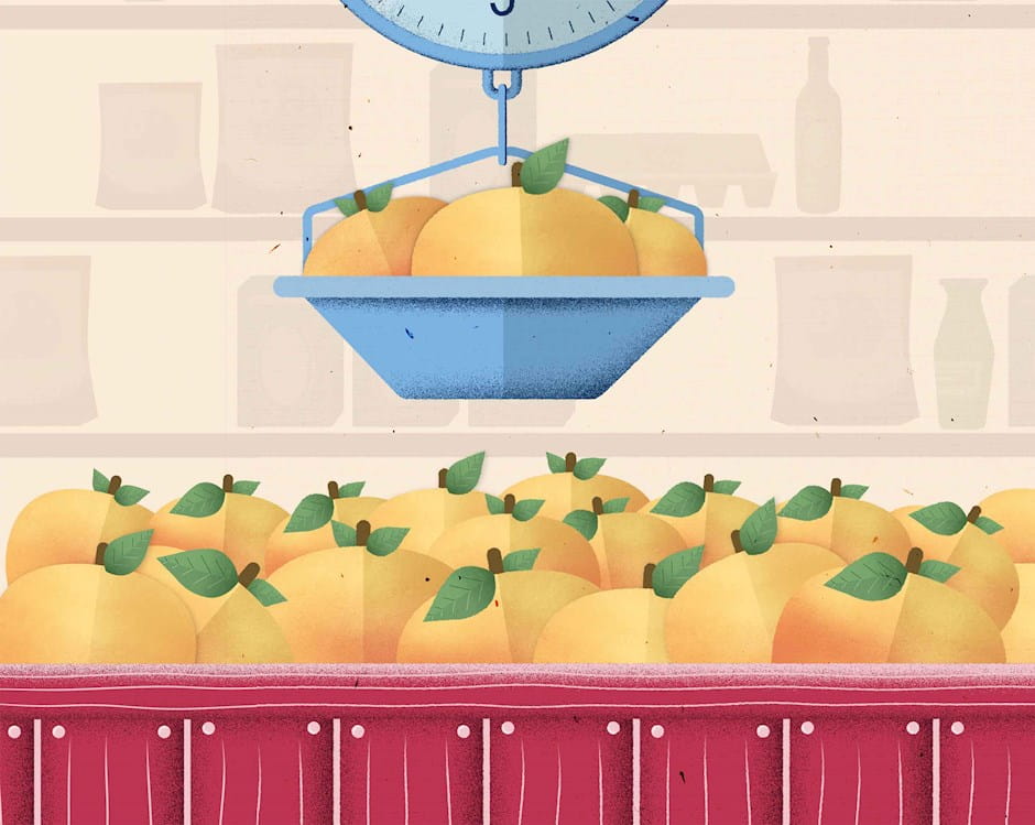 Peaches at a grocery store