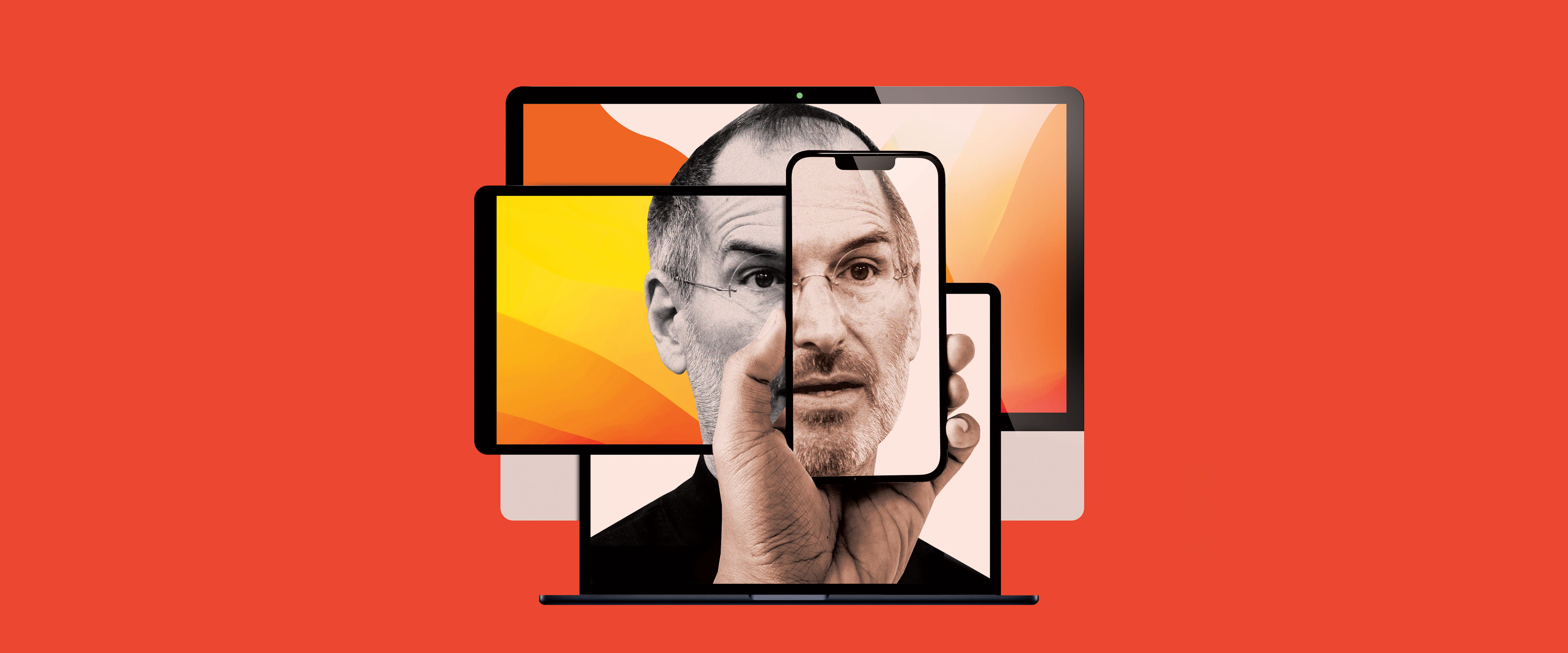 Steve Jobs on various device screens