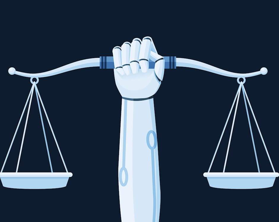 Robot arm holding scales