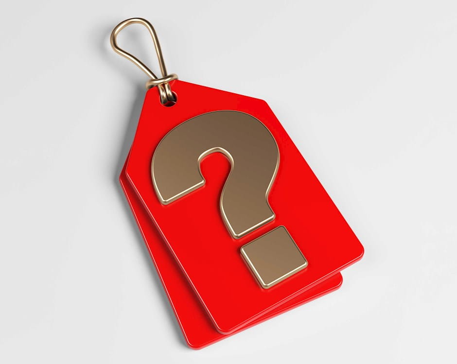 Price tag with question mark