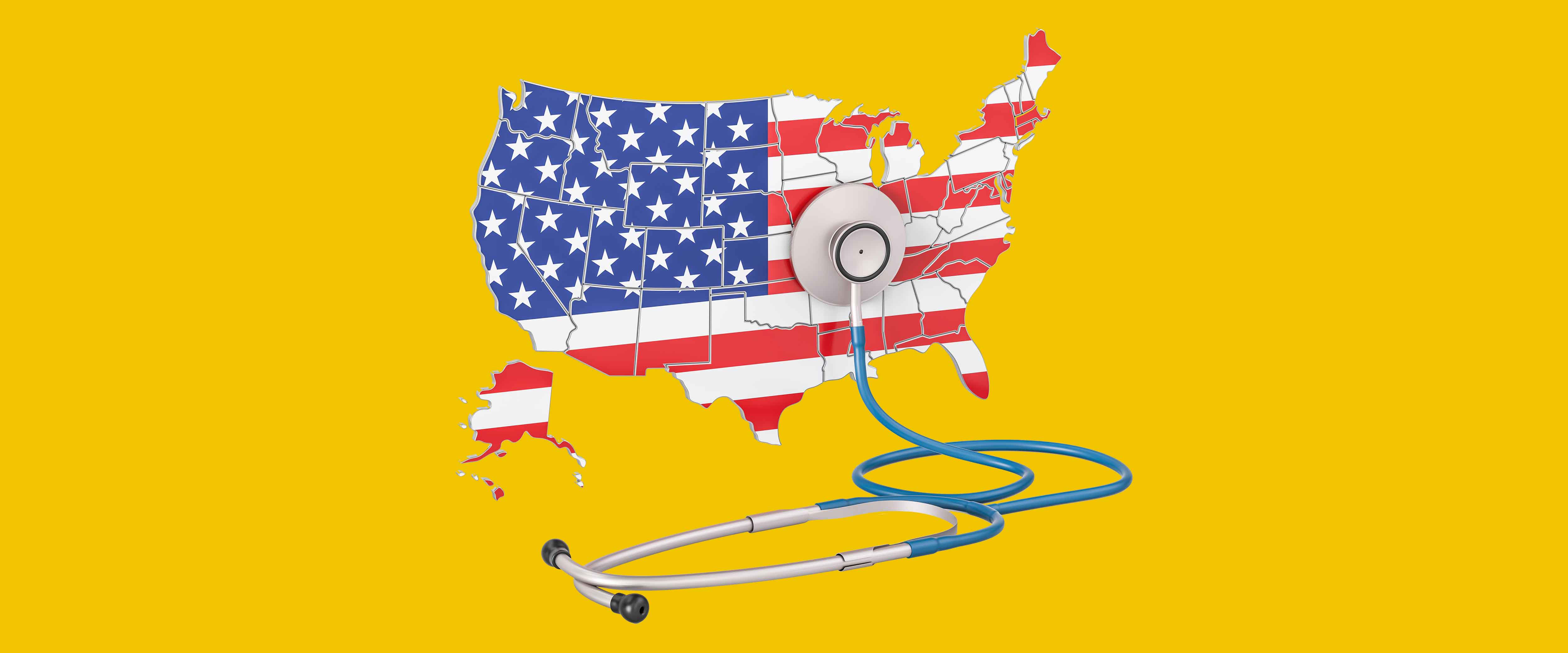 Stethoscope listening to US map