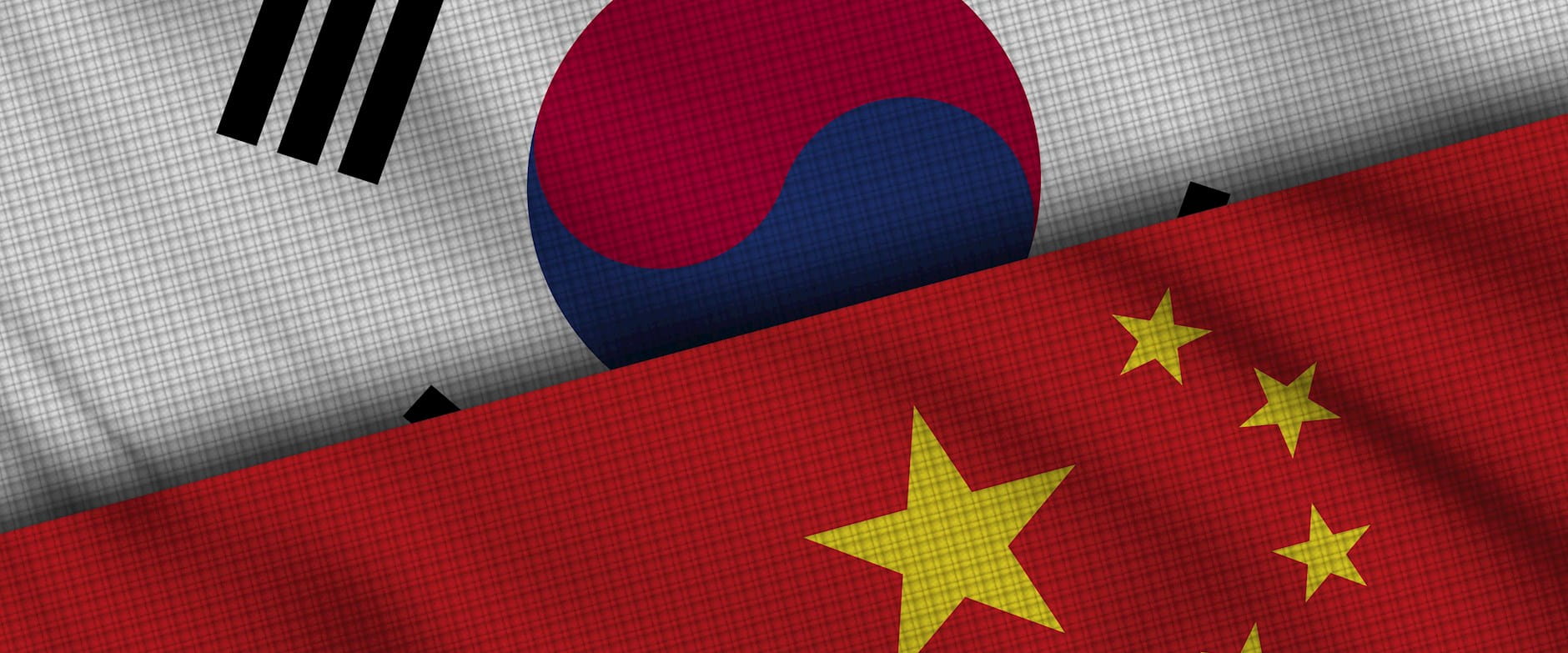 South Korean and Chinese flags