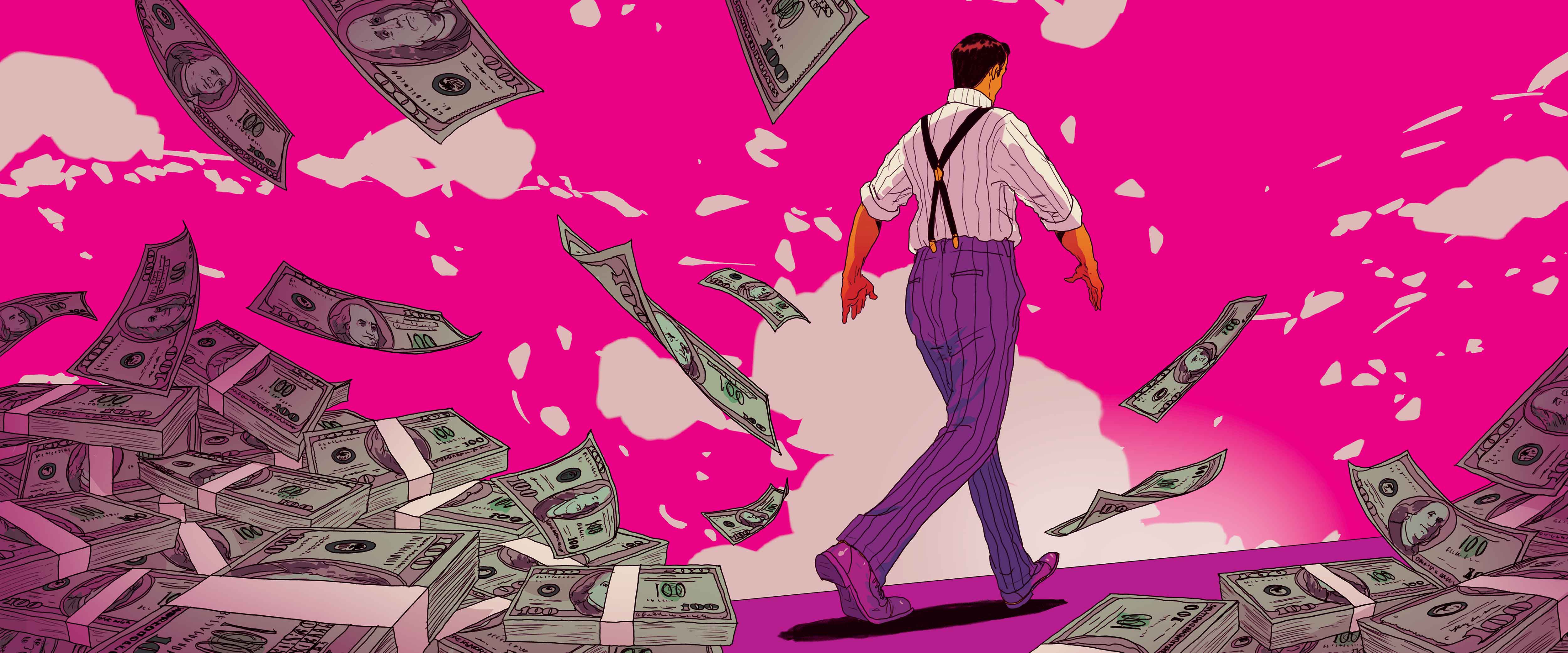 Man walking away from money