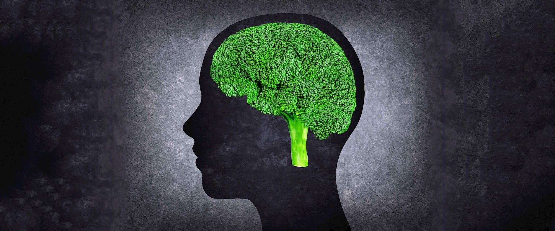 Head with broccoli for brain