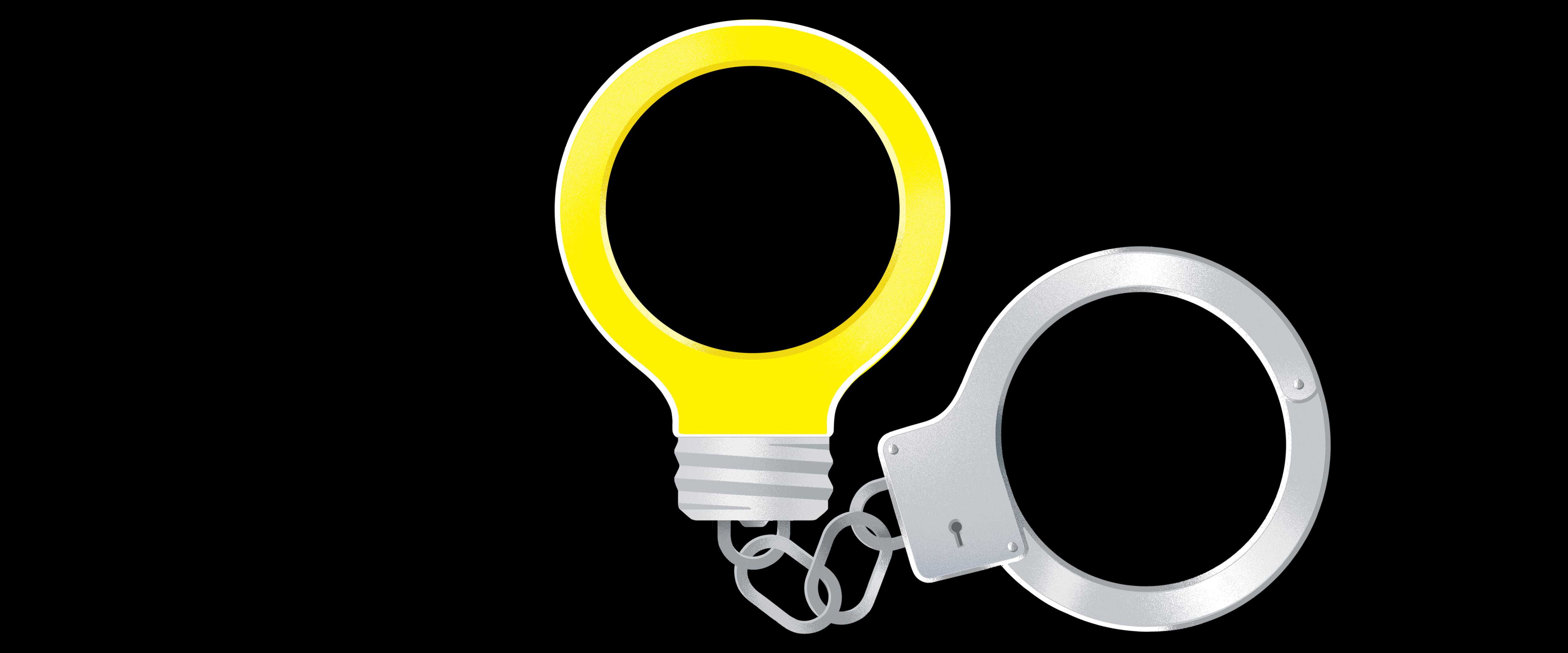 Lightbulb in handcuff shape