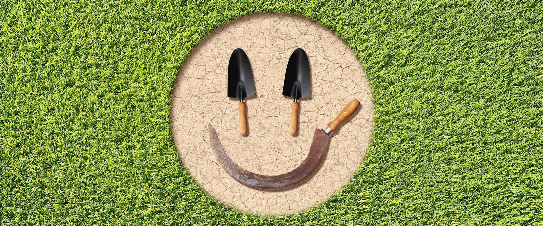 Smiley face from farming tools