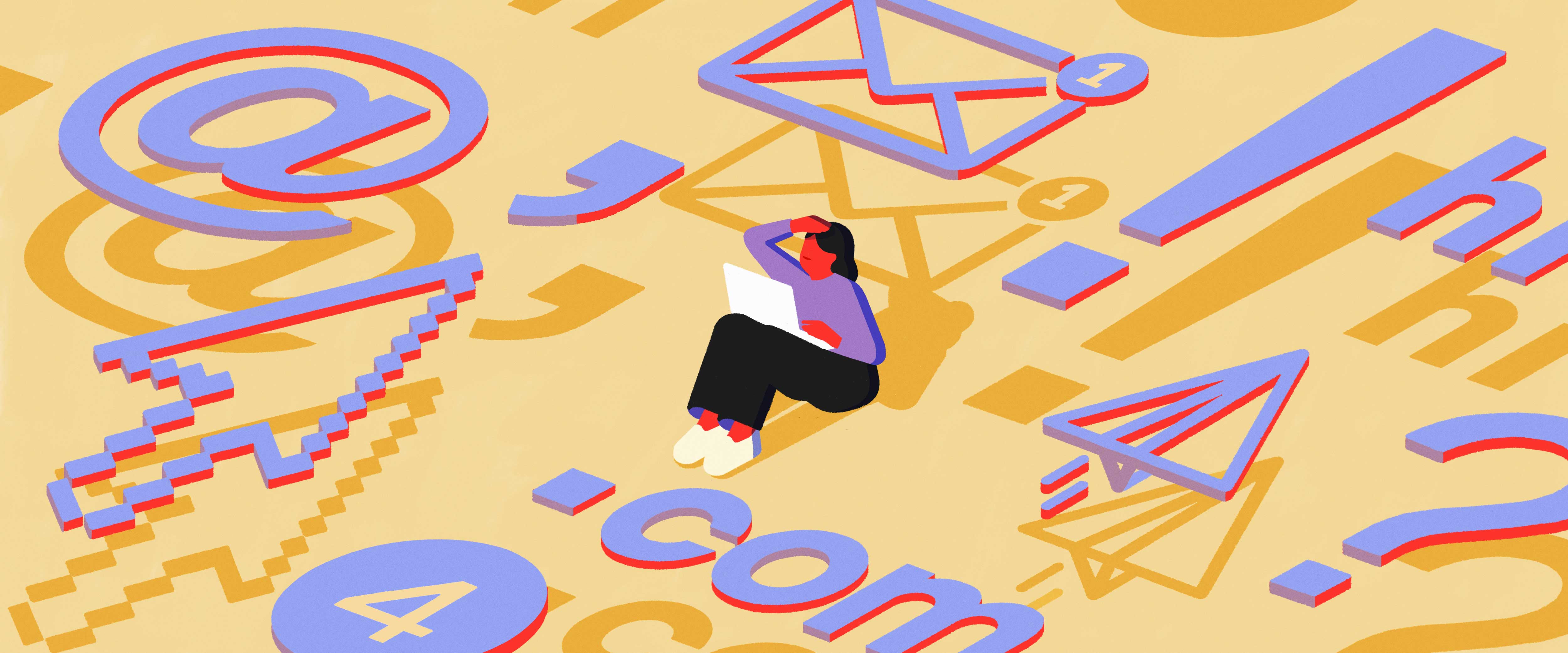 Person surrounded by email icons