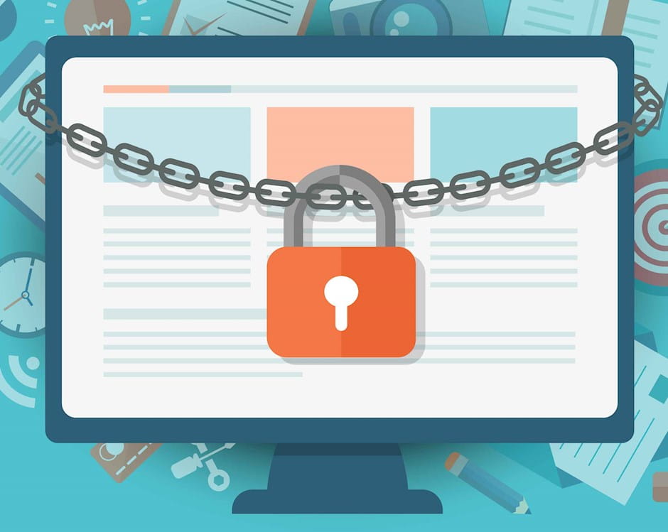 Computer monitor with padlock