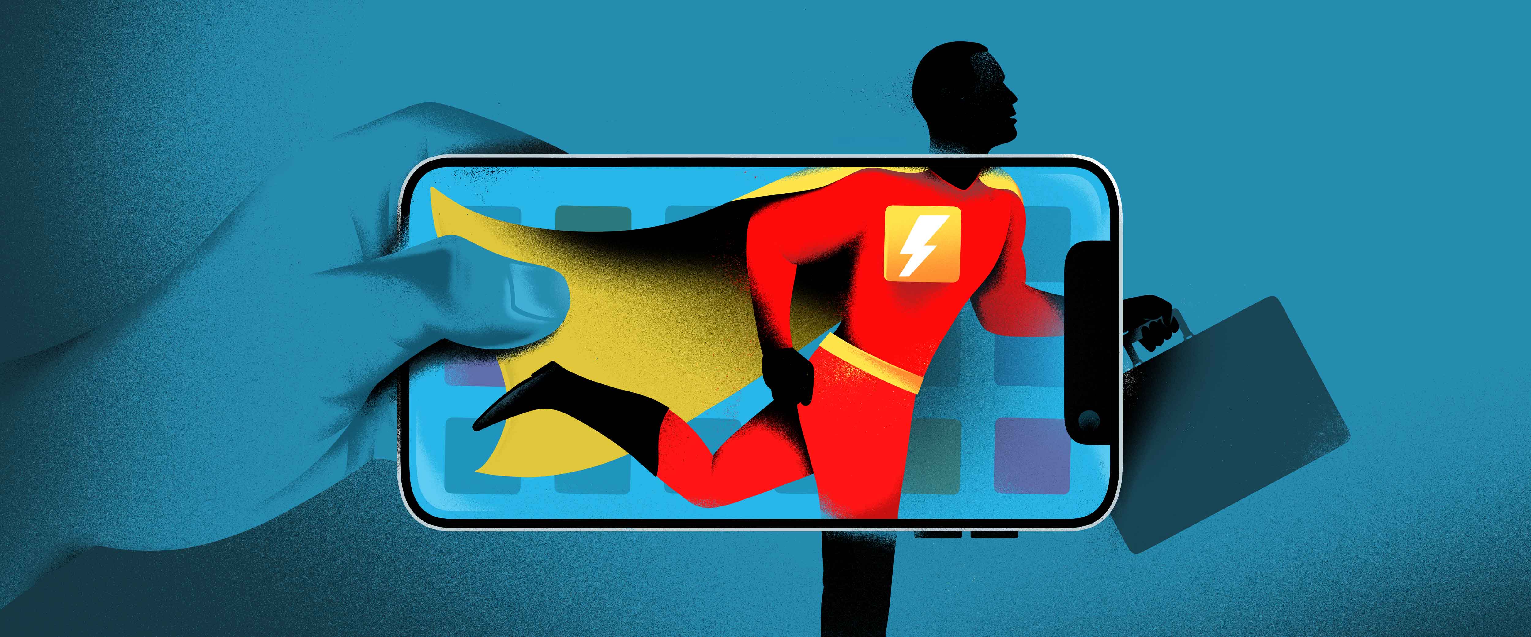 Superhero on smartphone