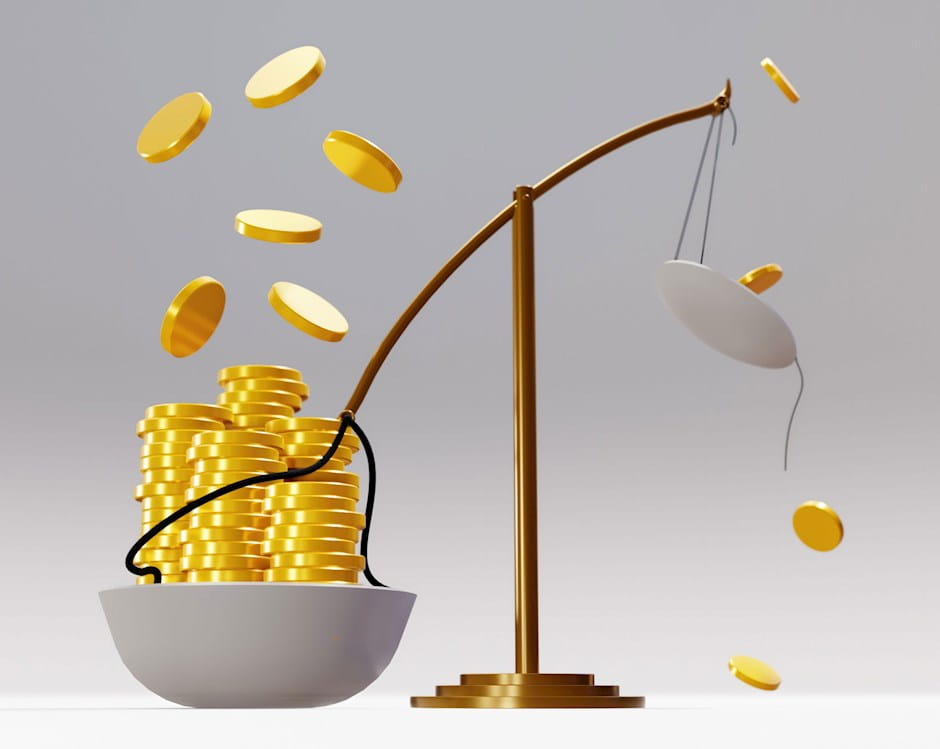 Uneven scale with coins