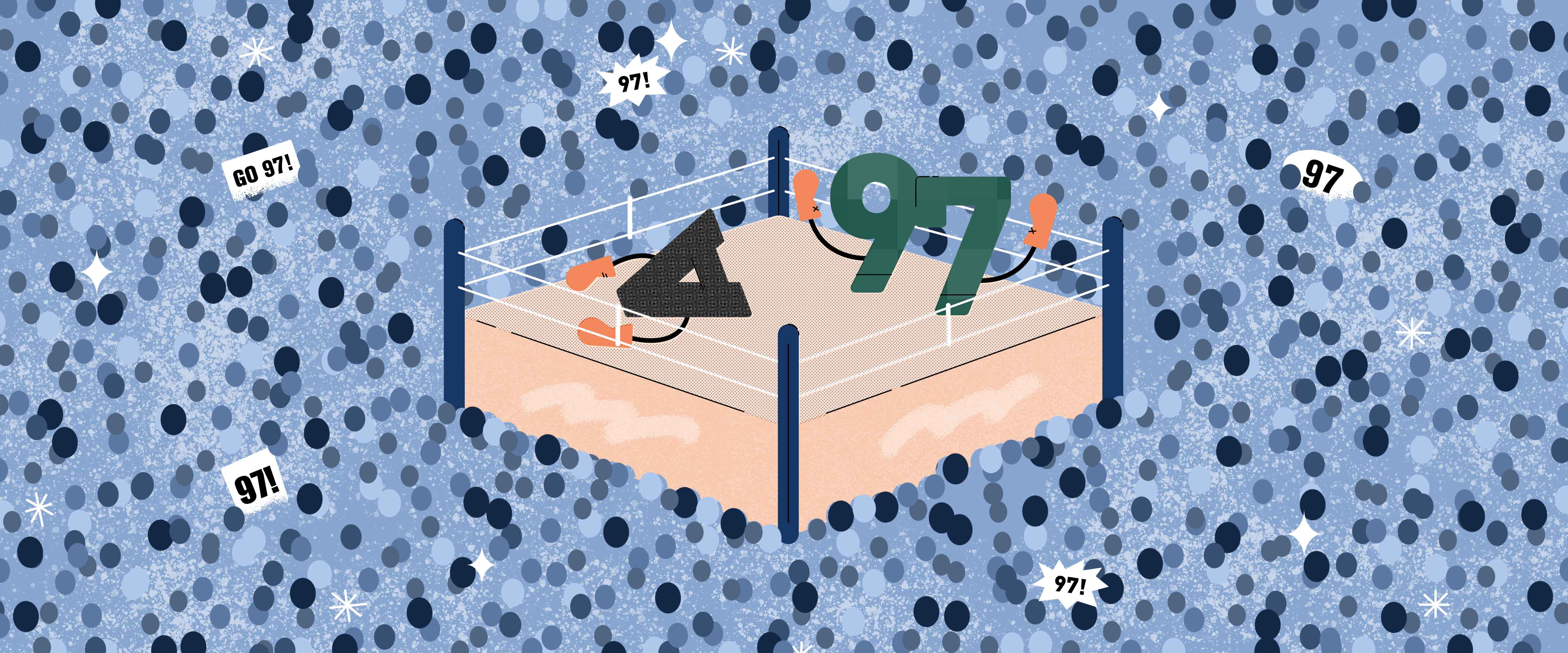 Number and letter in boxing ring