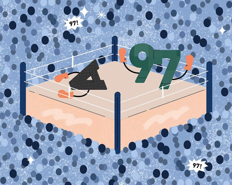 Number and letter in boxing ring