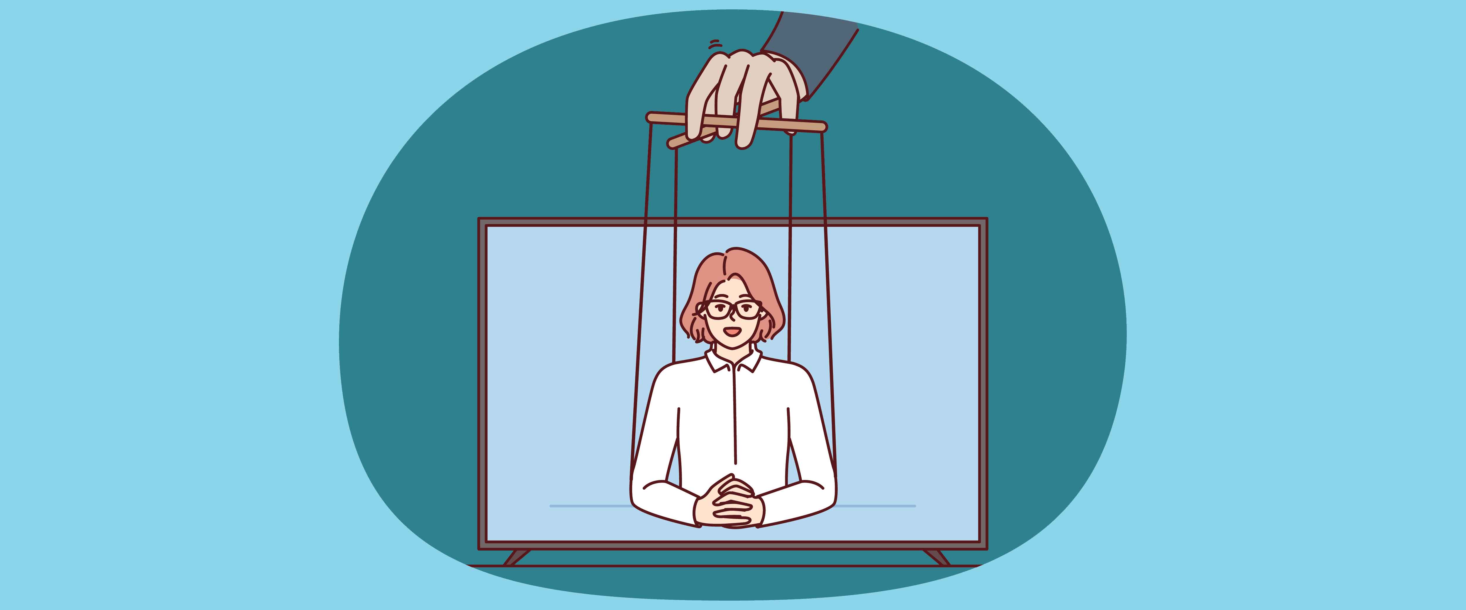 TV anchor manipulated by puppeteer 