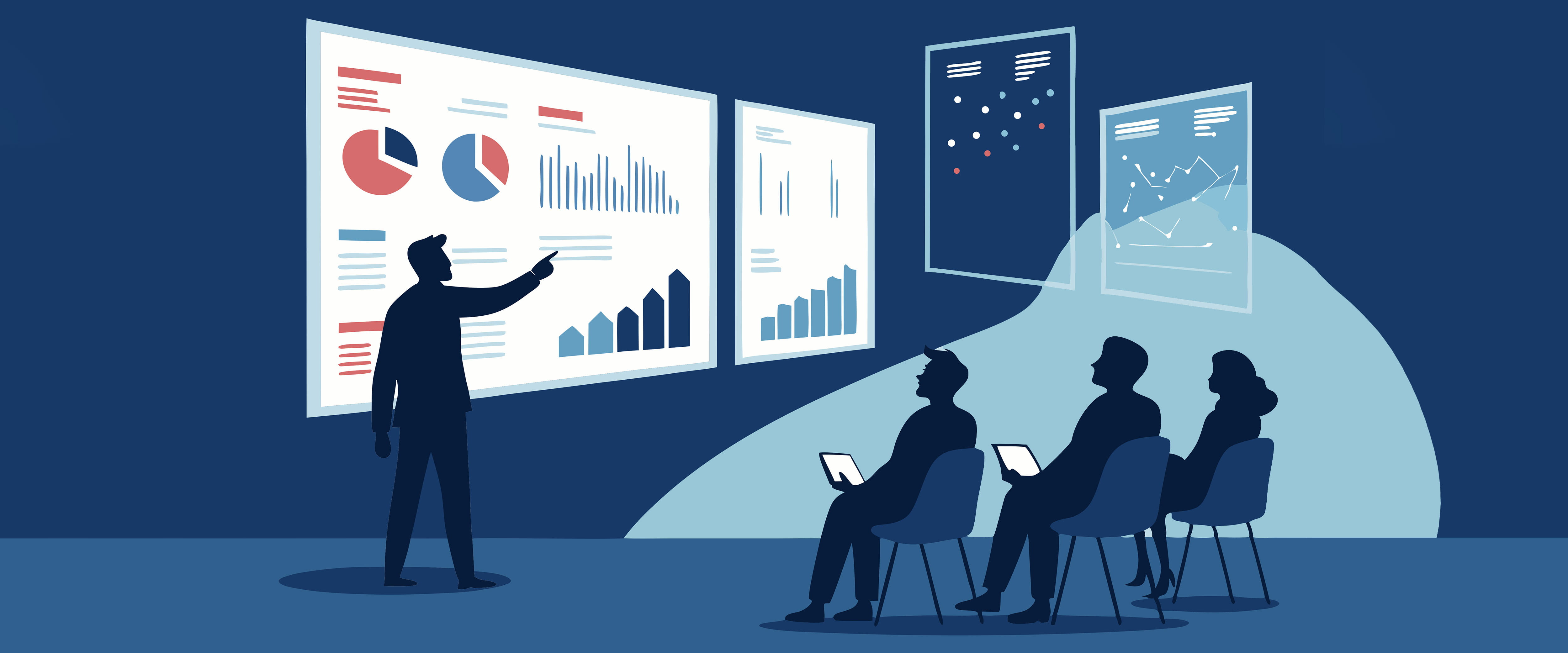 Person giving business presentation