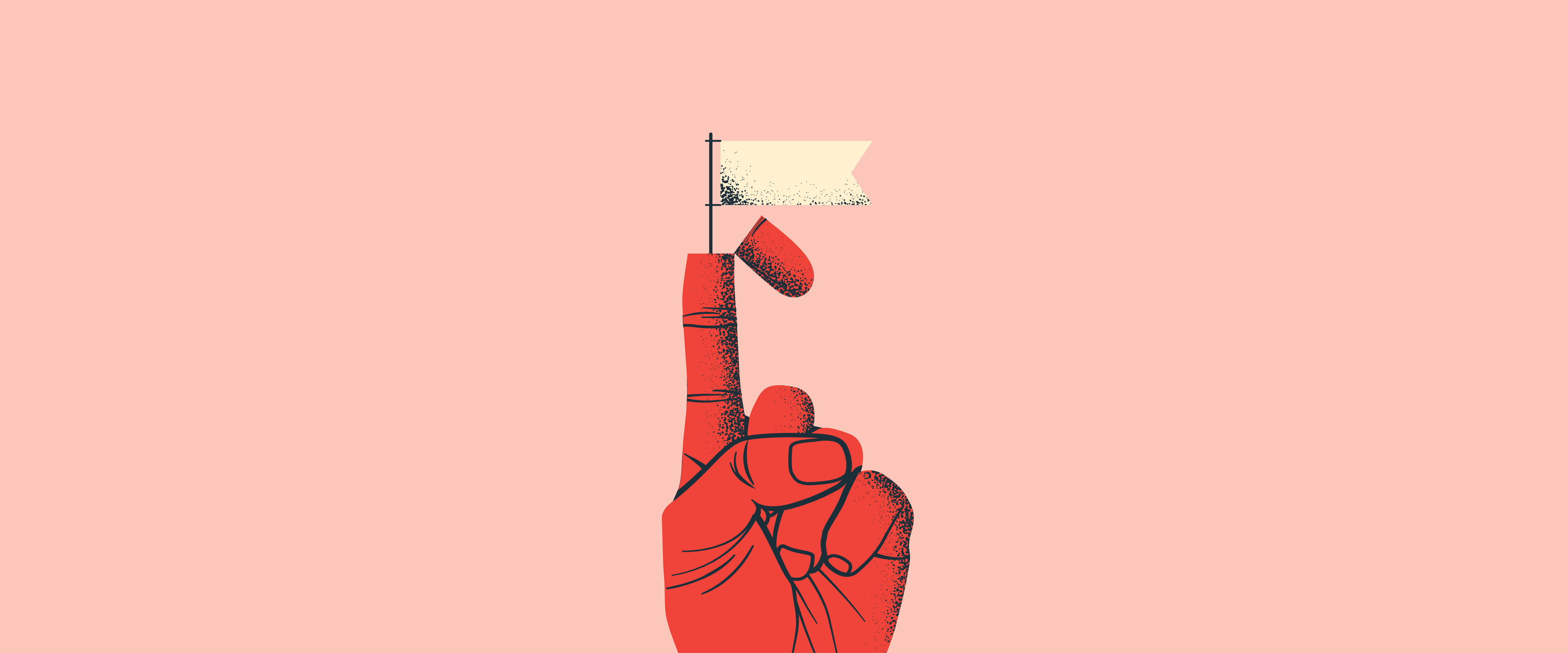 White flag coming from index finger