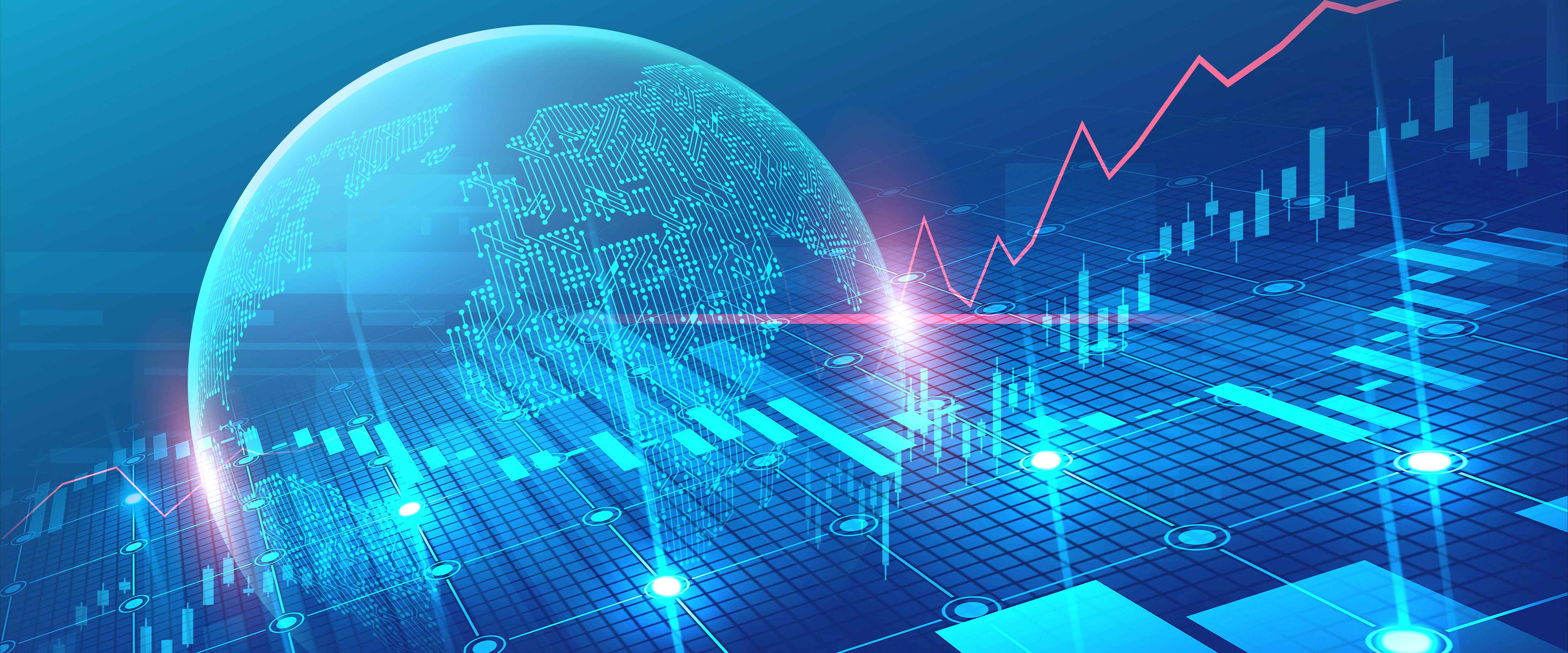 Globe and finance charts
