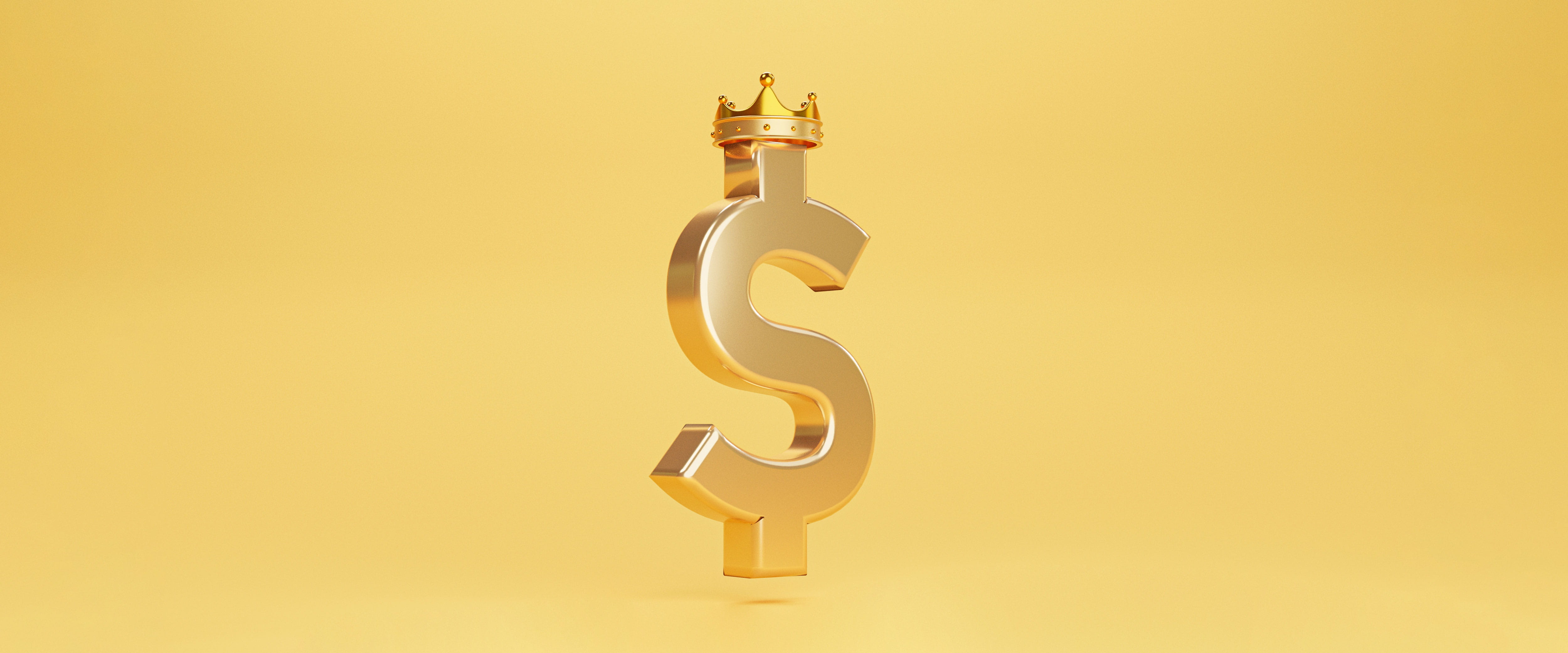 Dollar sign wearing a crown