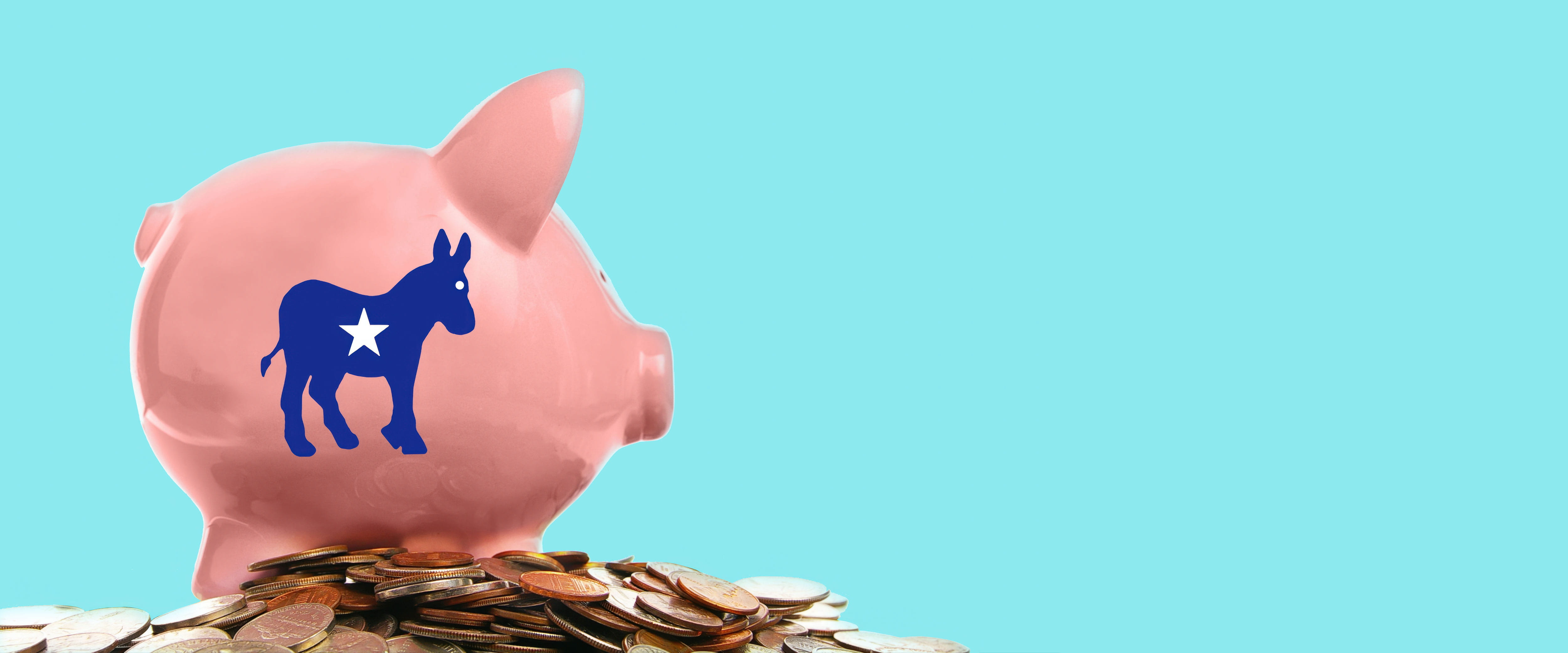 Piggy bank with symbol of Democratic Party