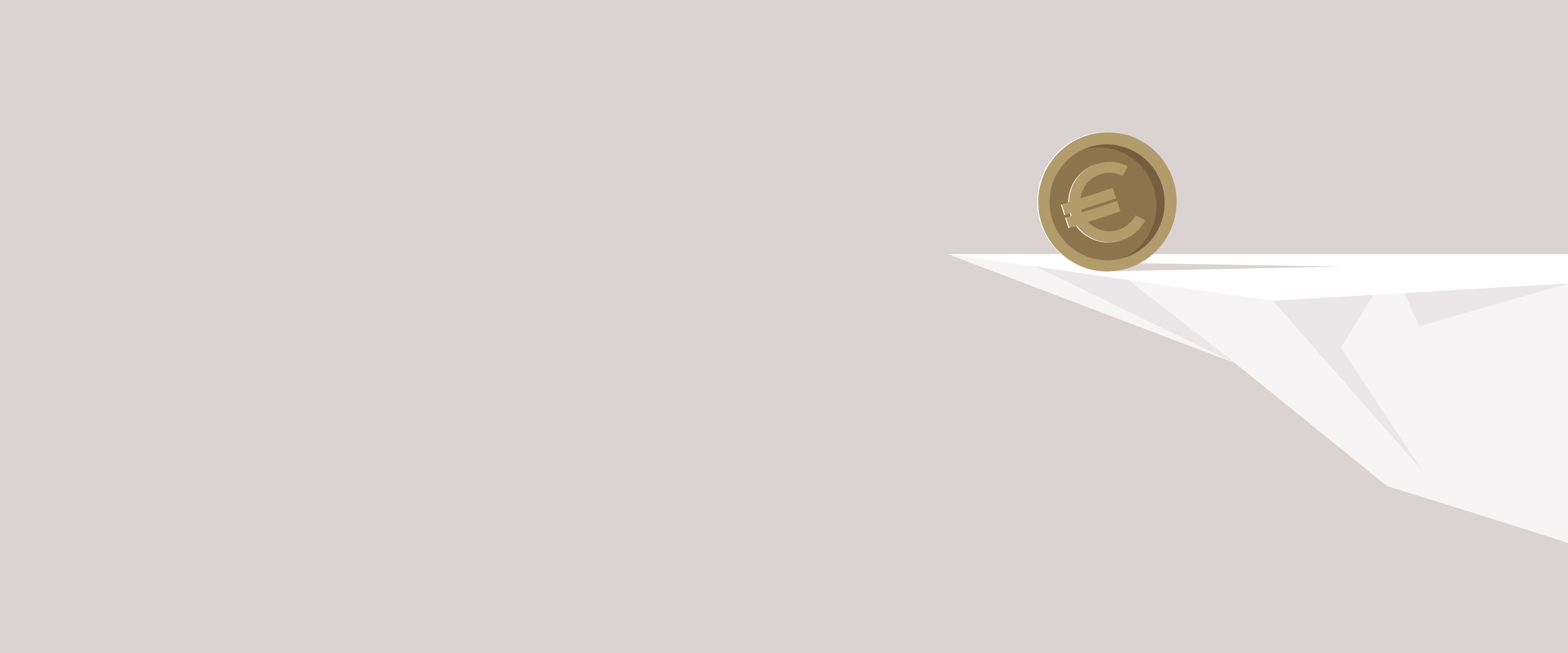 Euro coin on a cliff