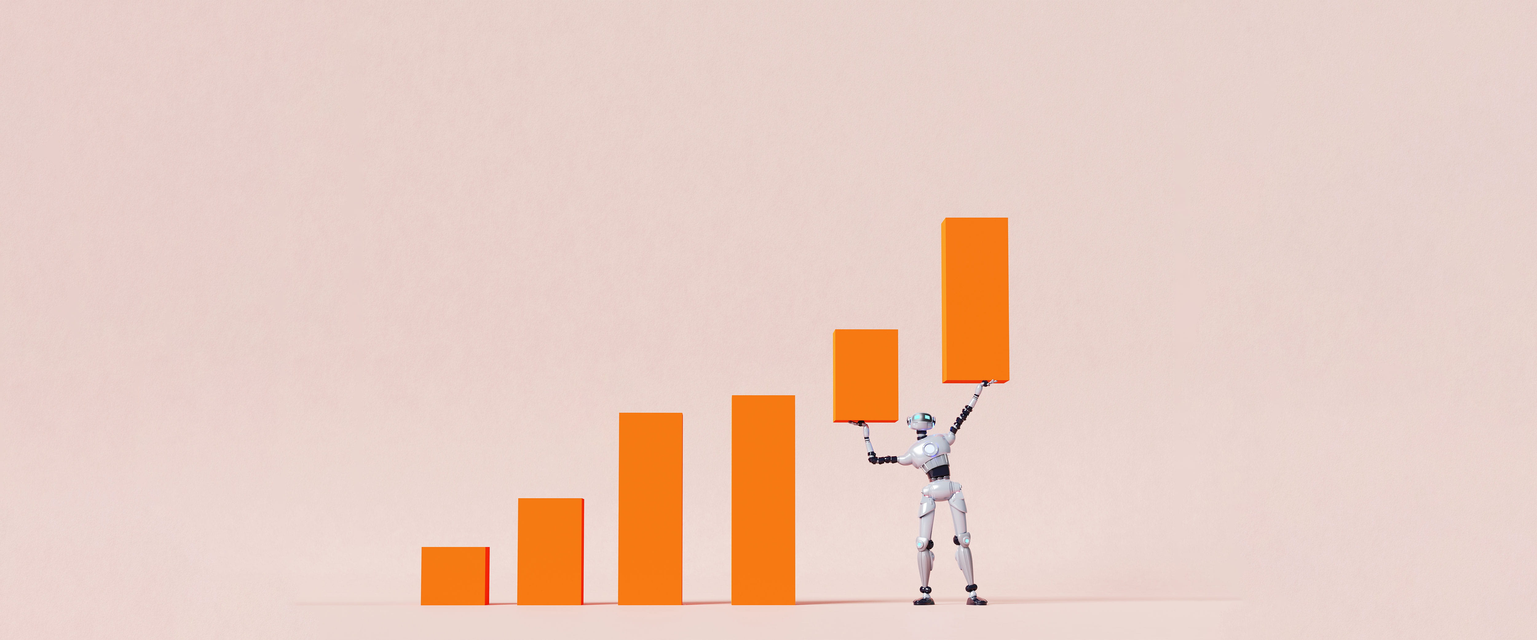 Robot holding up chart bars