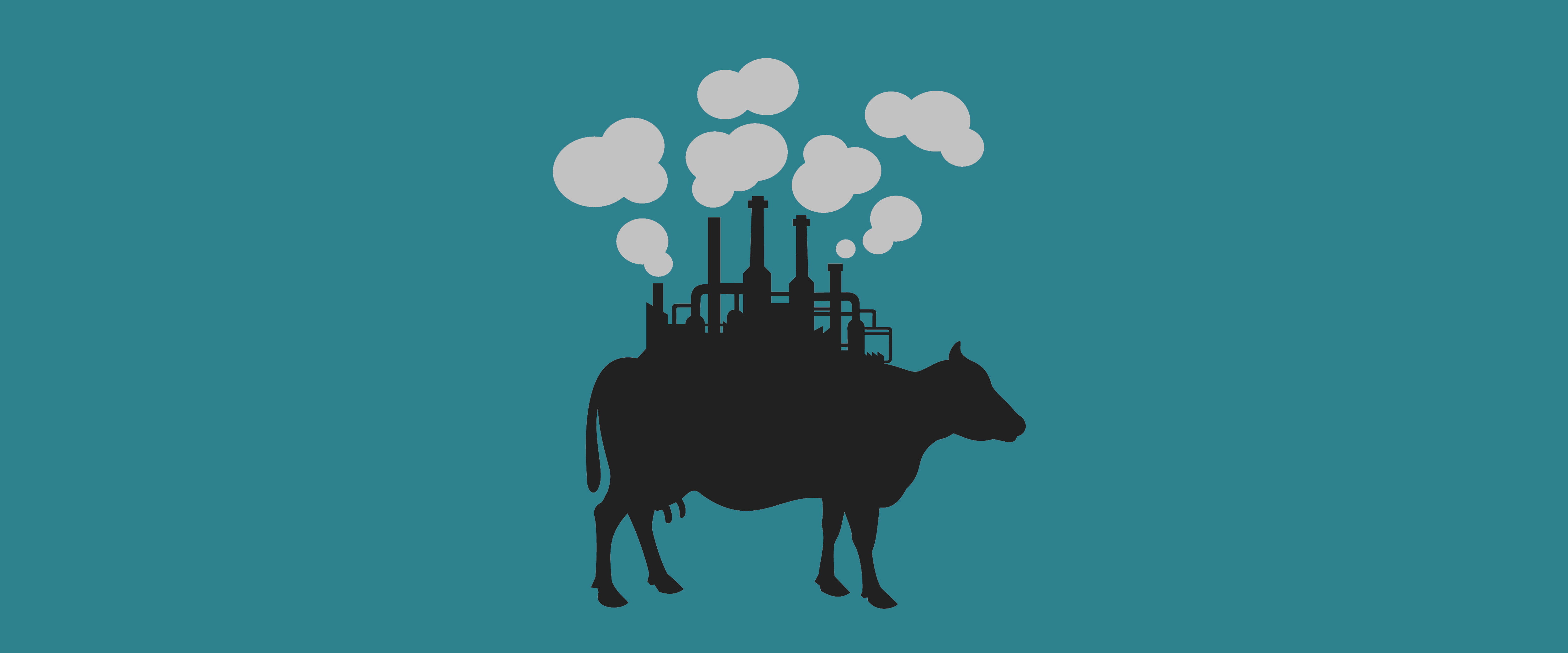 Cow with a factory on its back