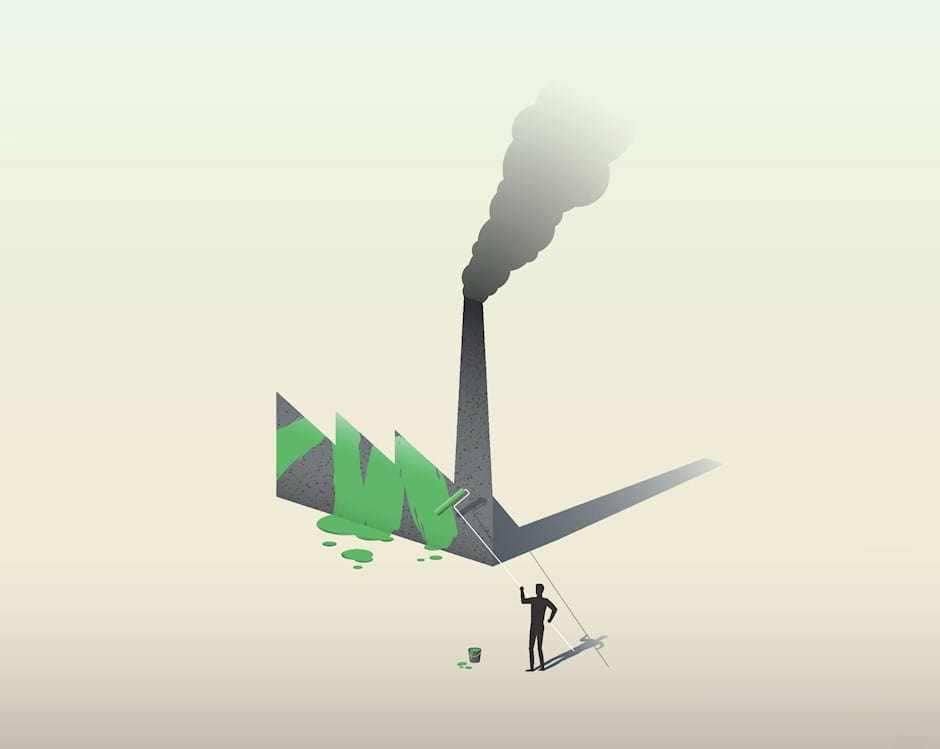 Person painting factory green