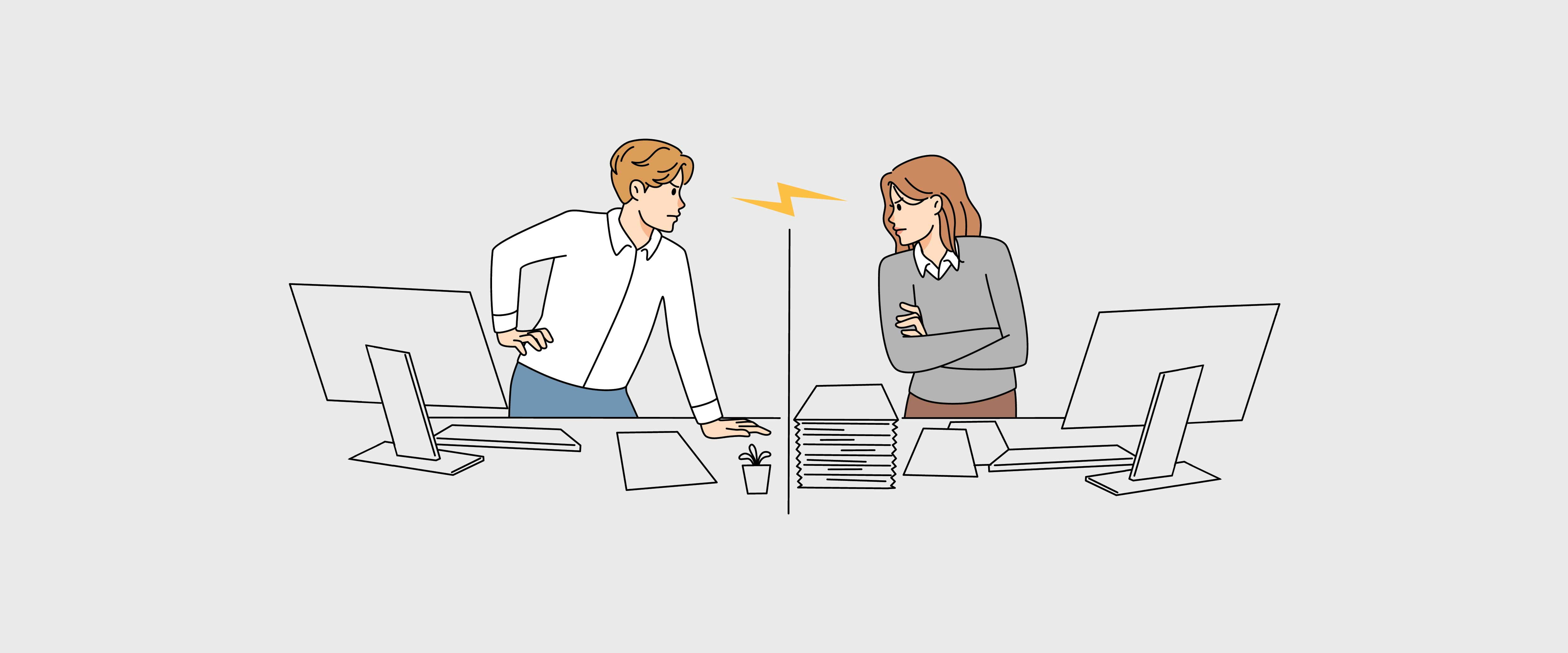 Man and woman glaring at each other