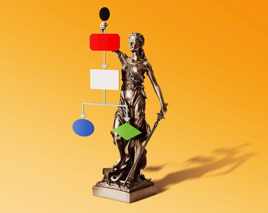 Statue of Justice holding algorithm