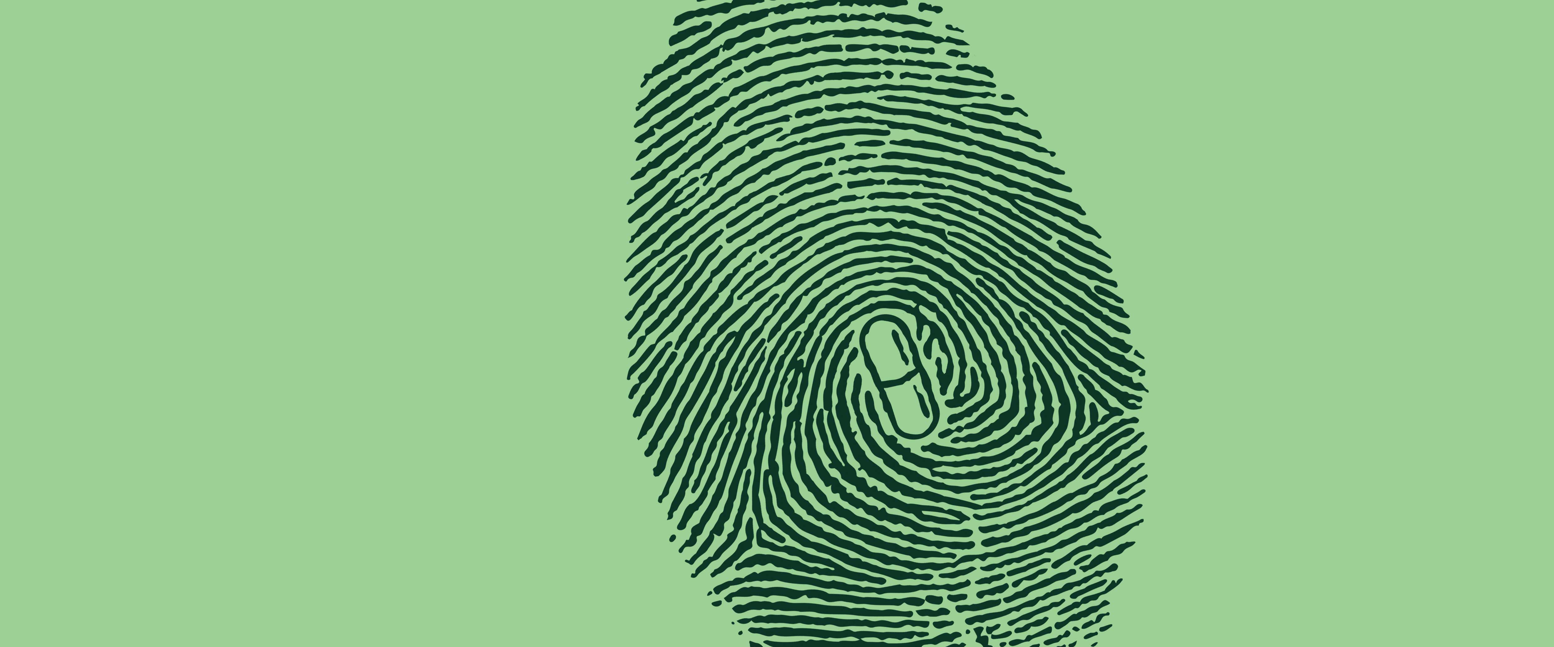 Fingerprint with pill in center