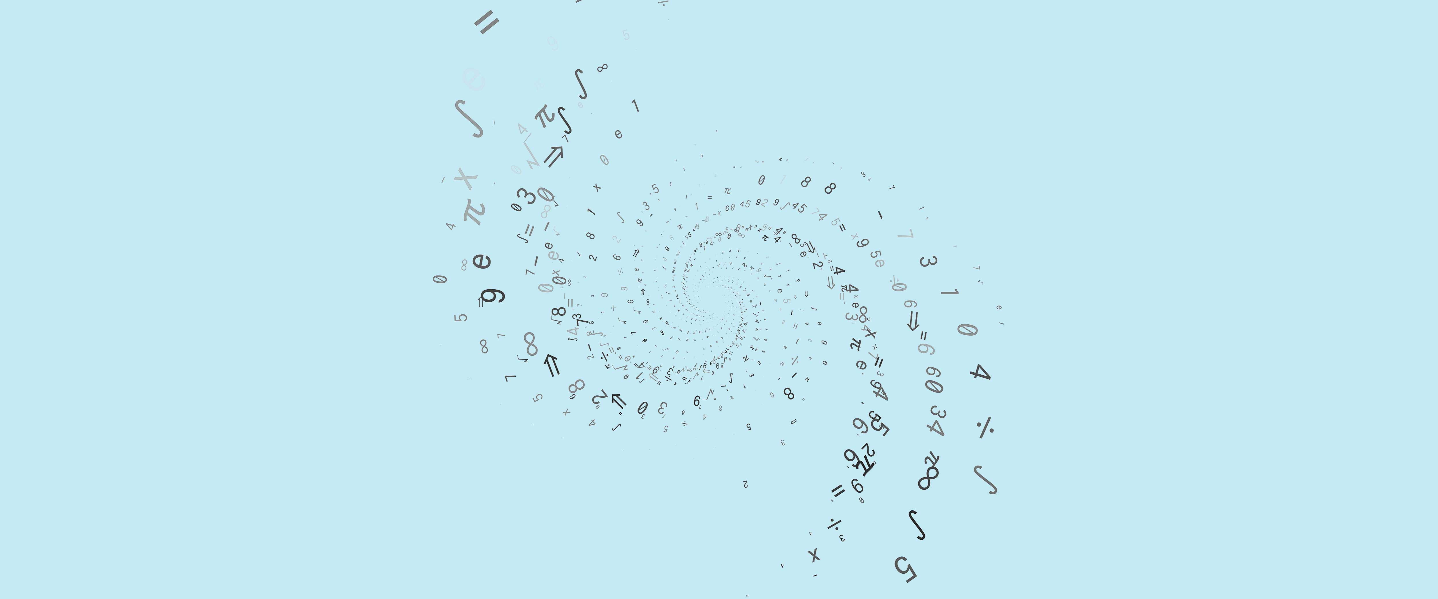 Random math symbols in spiral swirl pattern