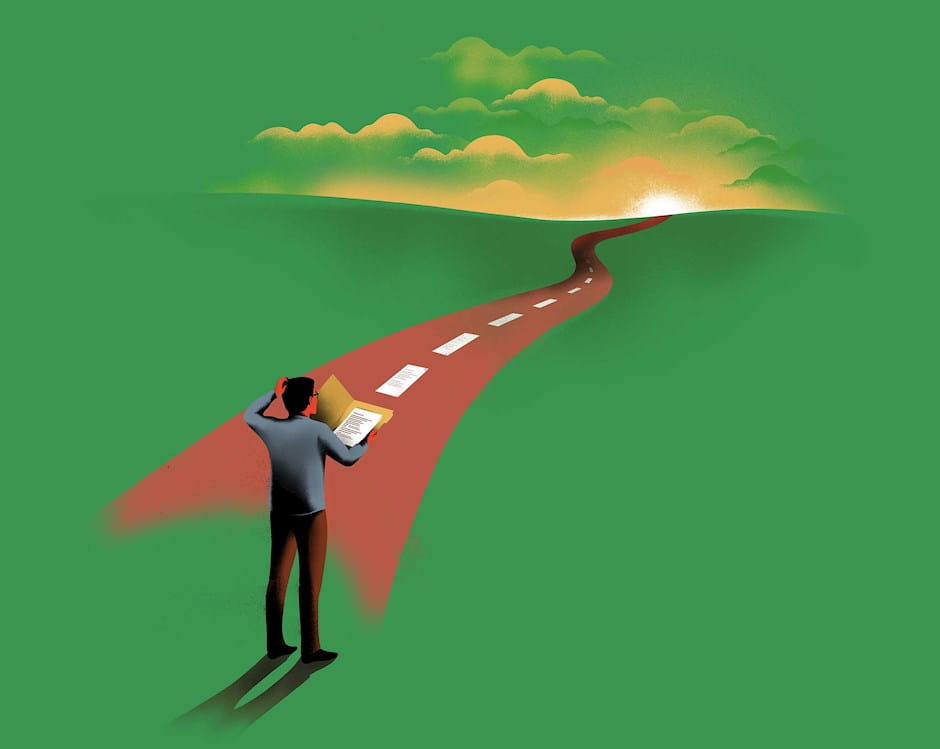 Road dotted with research papers